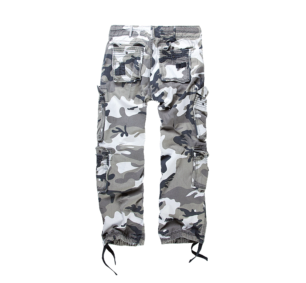 Rückseite der Brandit Pure Vintage Pants Urban mit markanten Gesässtaschen im Camouflage-Look.