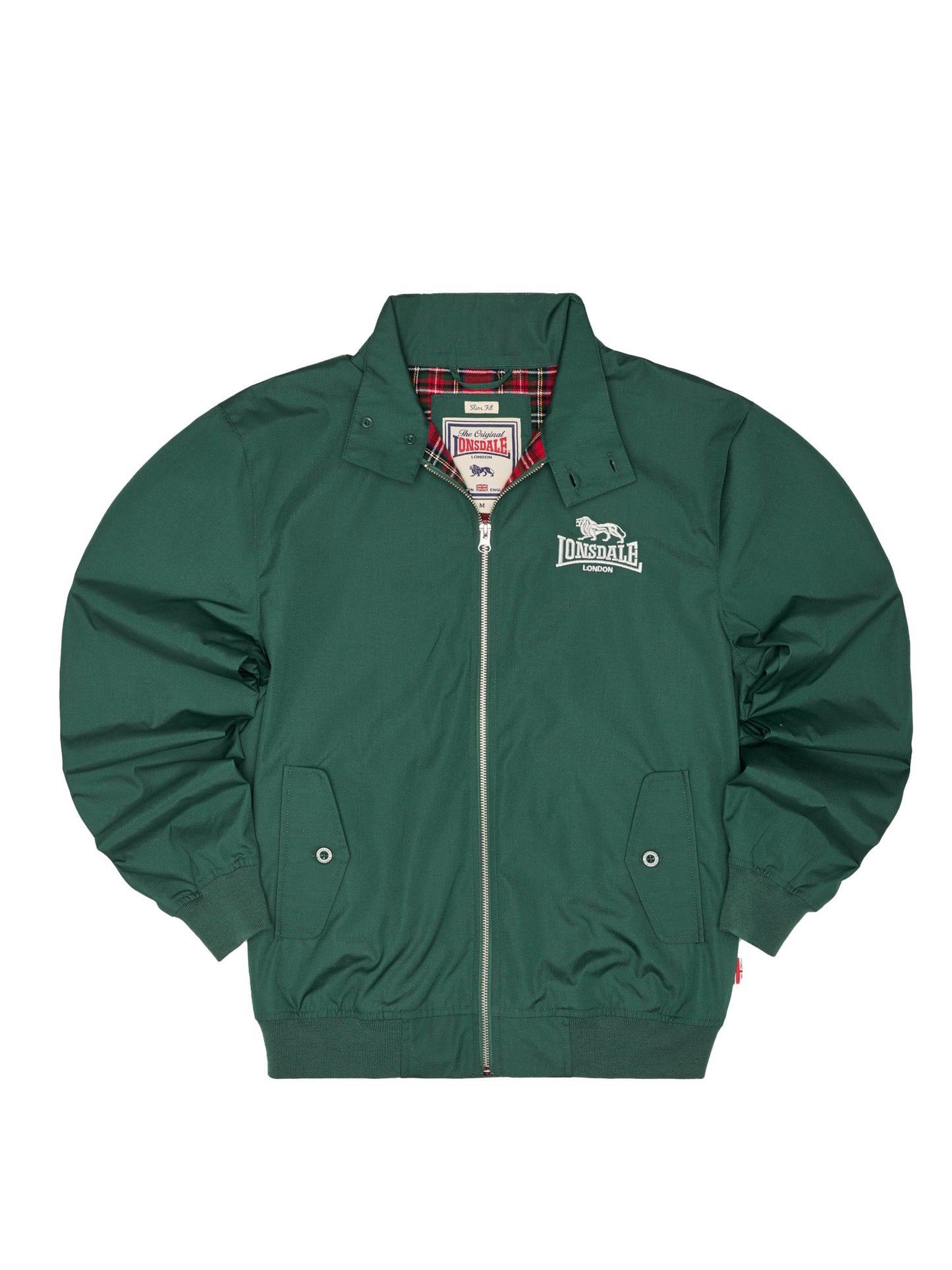 Lonsdale Harrington Jacke Flaschengrün, Frontansicht.
