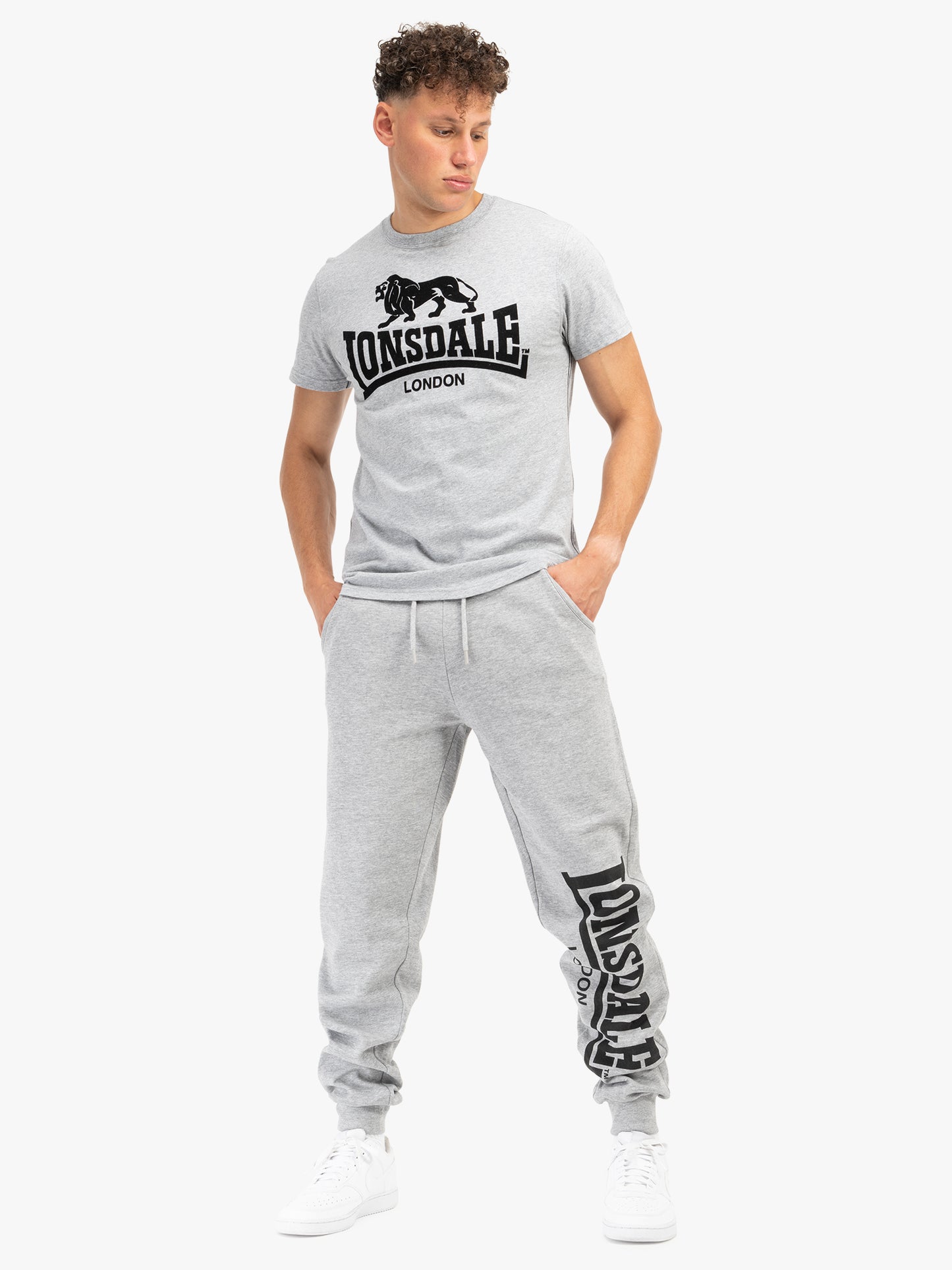 Lonsdale 110786 Logo Large Jogging Hose Marl Grey