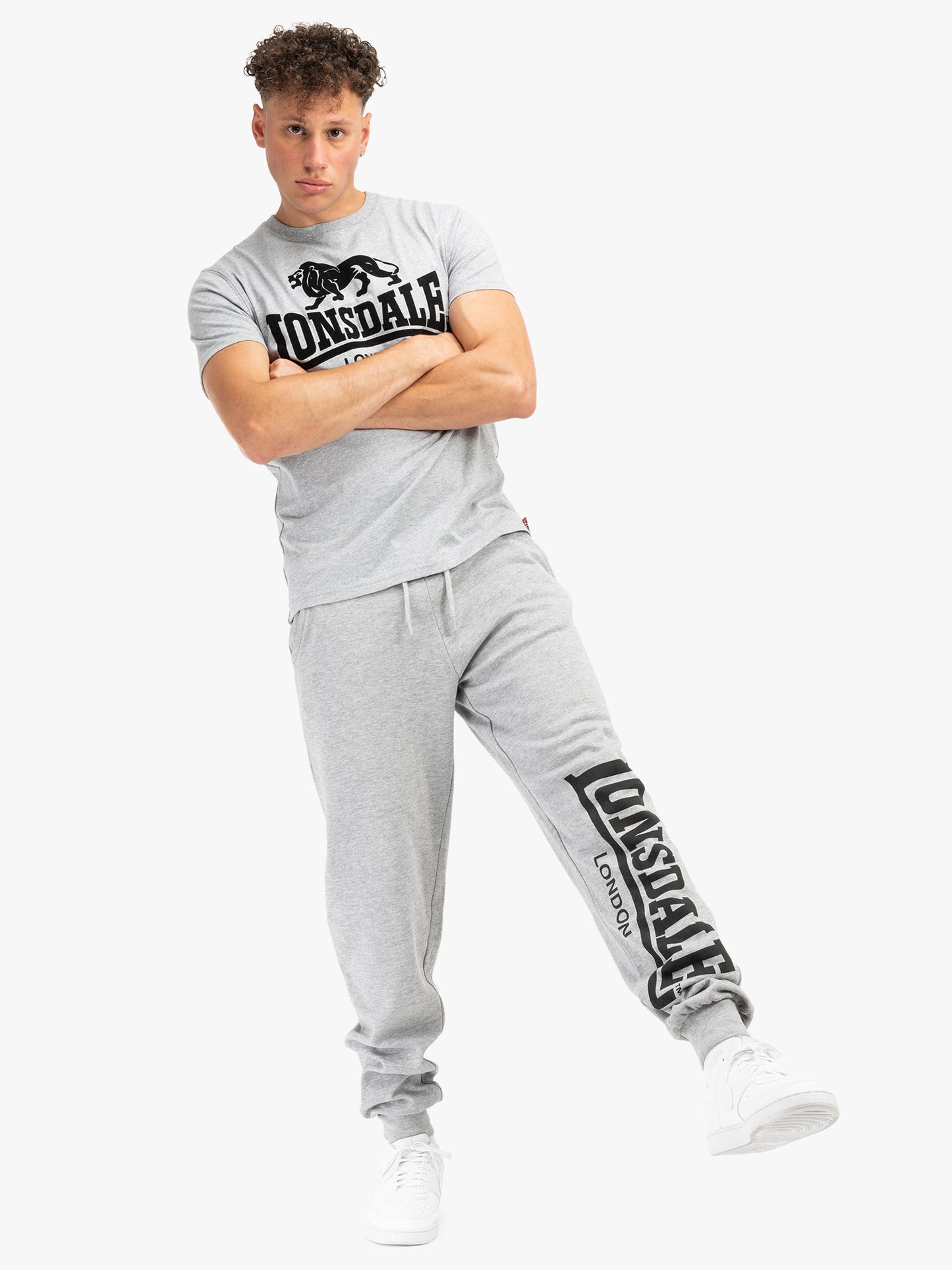 Lonsdale 110786 Logo Large Jogging Hose Marl Grey