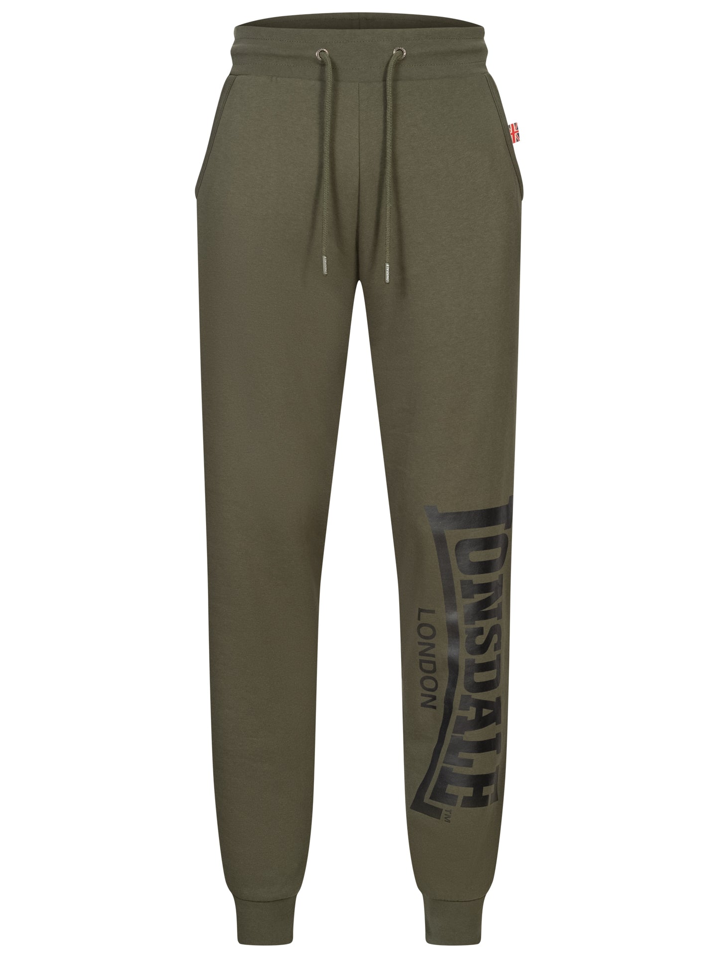 Lonsdale Jogginghose olive in sportlichem Design, aus weichem Material mit elastischem Bund und Logo-Print an der Seite