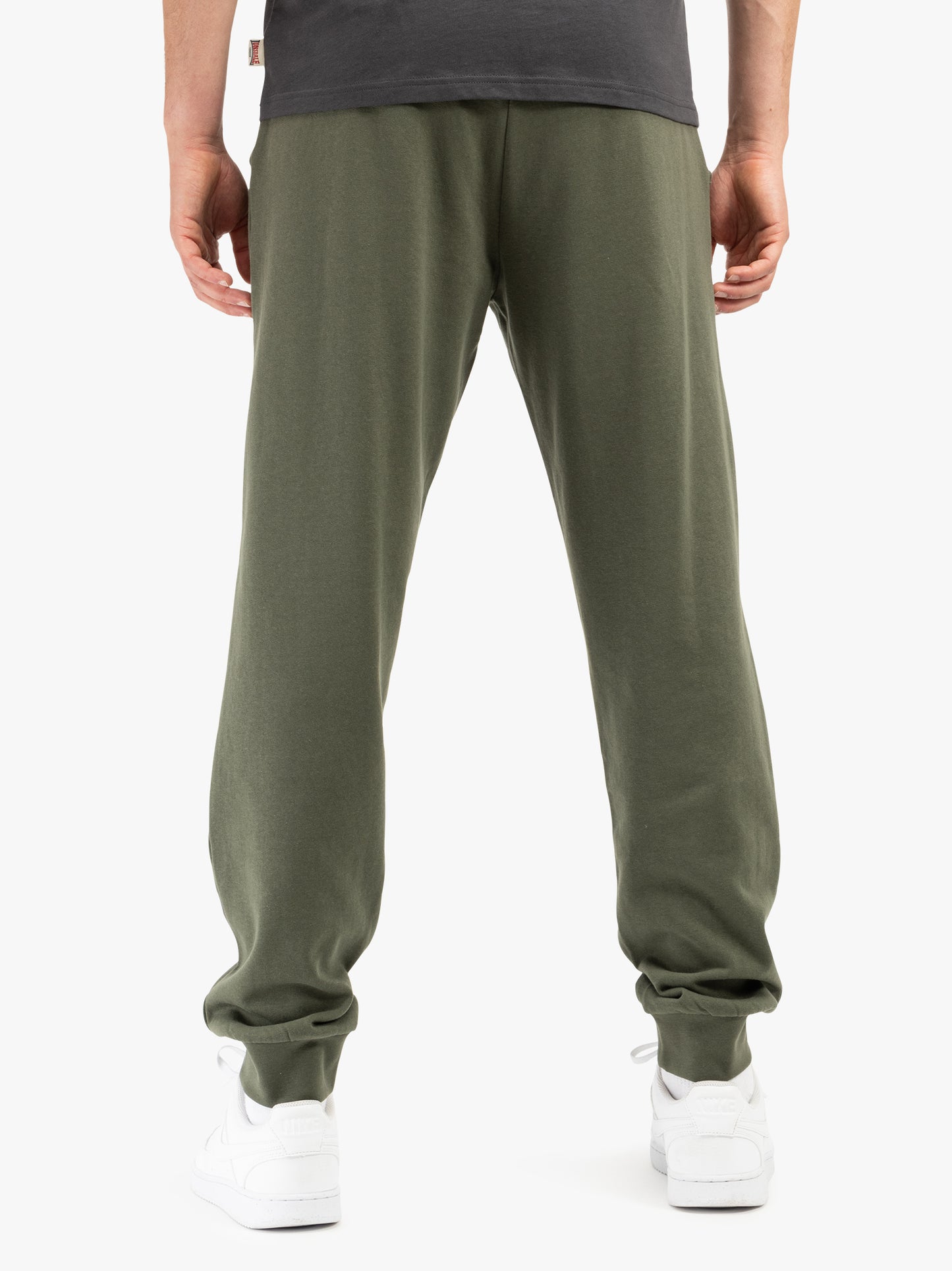 Lonsdale Jogginghose olive in sportlichem Design, aus weichem Material mit elastischem Bund und Logo-Print an der Seite