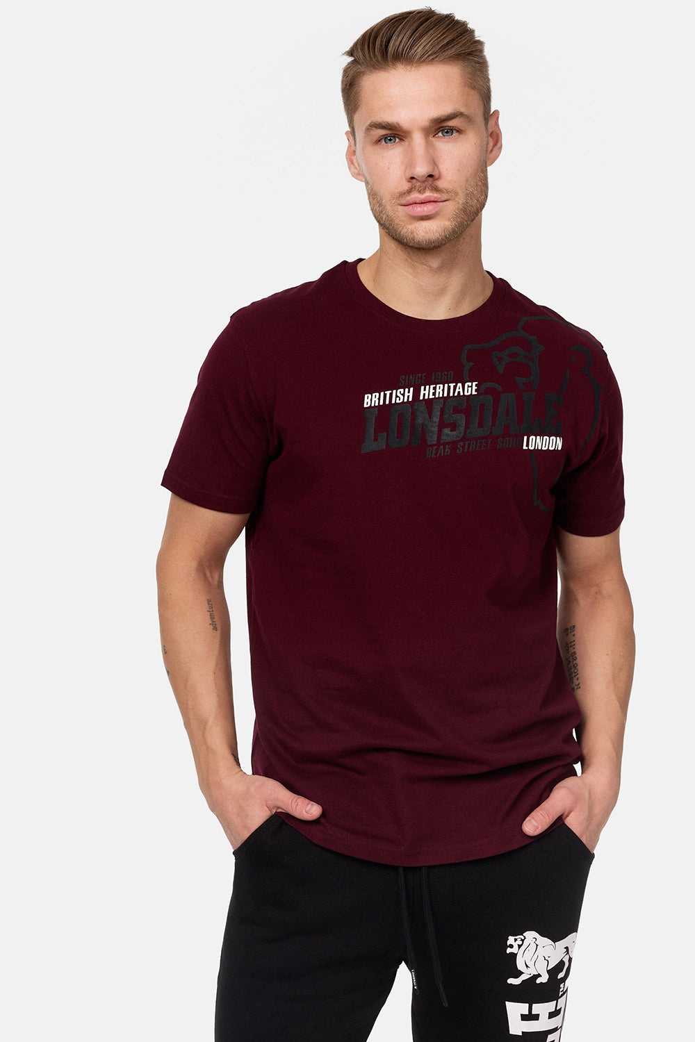 Lonsdale 111273 Walkley T-Shirt Oxblood