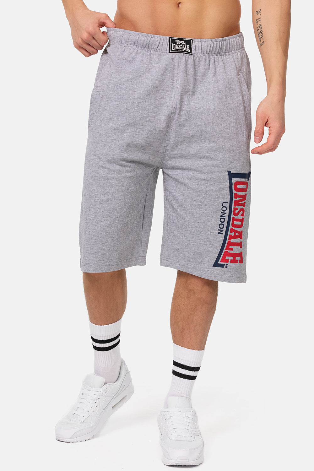 Lonsdale 112062 Logo Jam Shorts Marl Grey