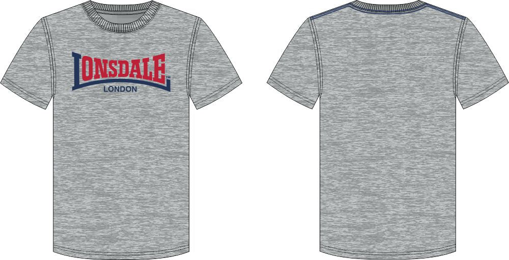 Lonsdale London Herren T-Shirt Marl Grey mit Two Tone Logo-Print auf der Brust, Slim Fit Passform aus Baumwolle