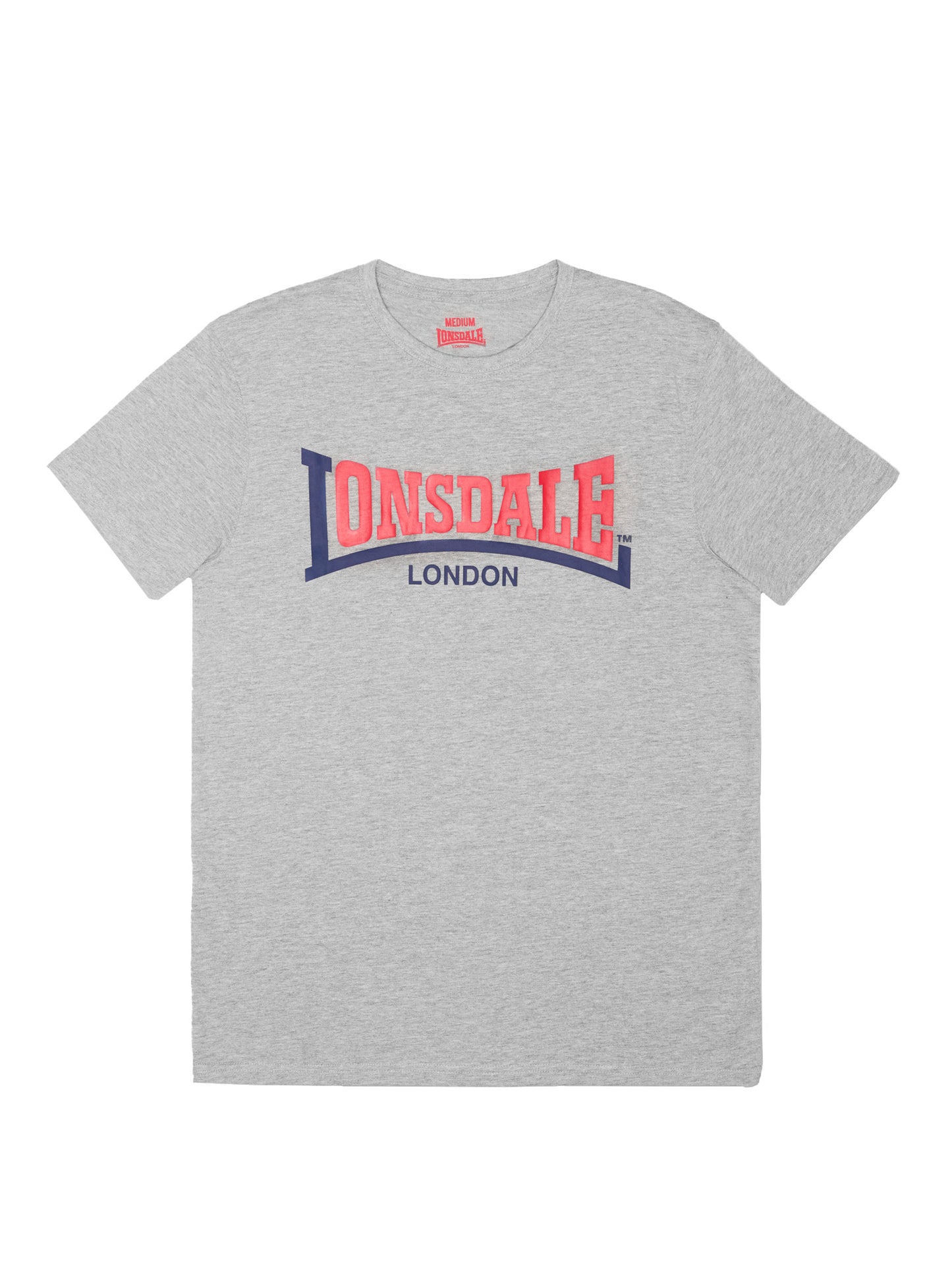 Lonsdale London Herren T-Shirt Marl Grey mit Two Tone Logo-Print auf der Brust, Slim Fit Passform aus Baumwolle