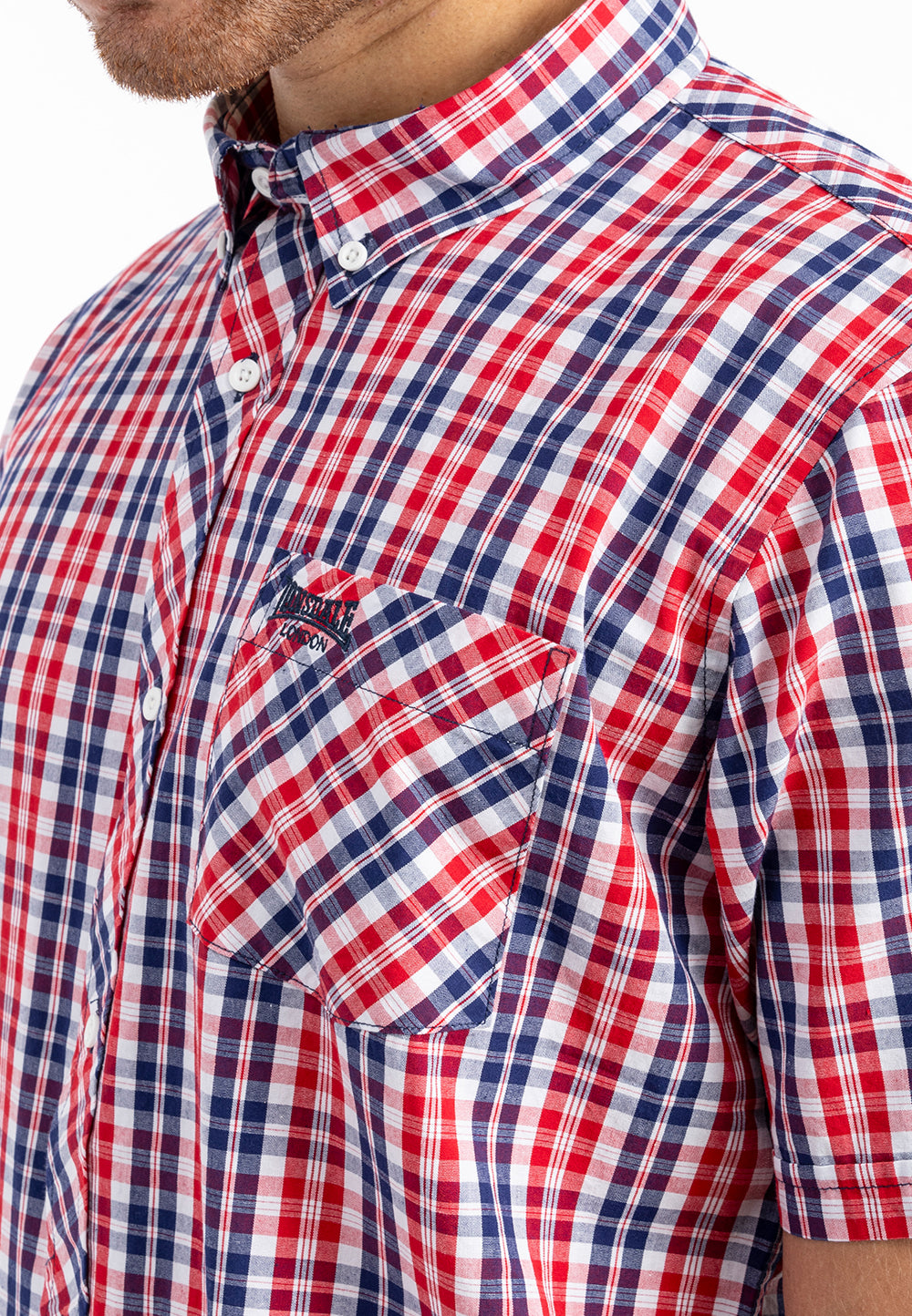 Lonsdale 113711 Brixworth Kurzarmhemd Weiss/Rot/Blau