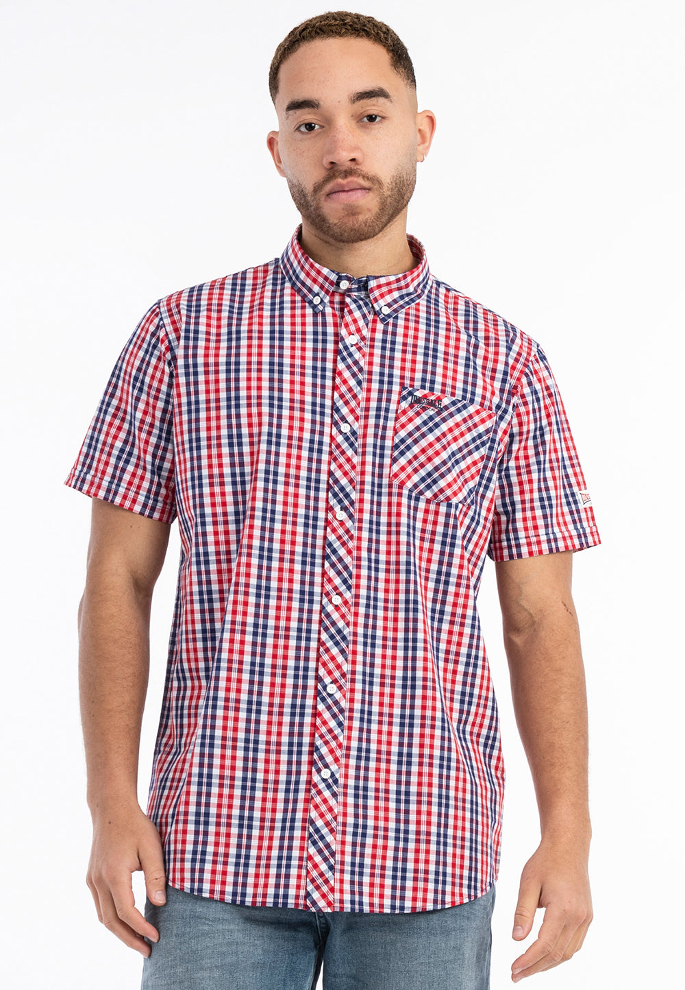 Lonsdale 113711 Brixworth Kurzarmhemd Weiss/Rot/Blau