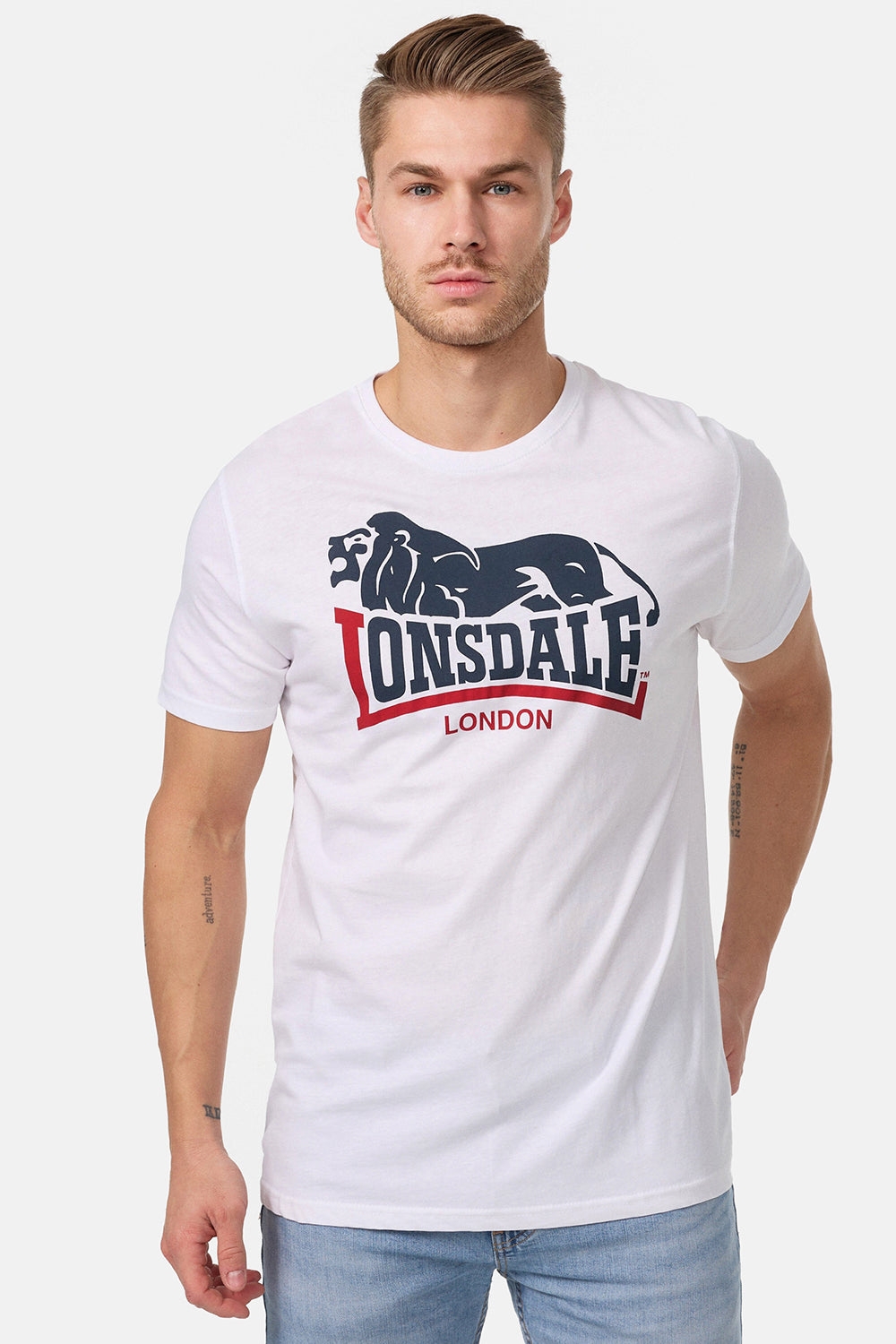 Lonsdale 113975 Loscoe Doppelpack T-Shirt Marl Weiss/Navy