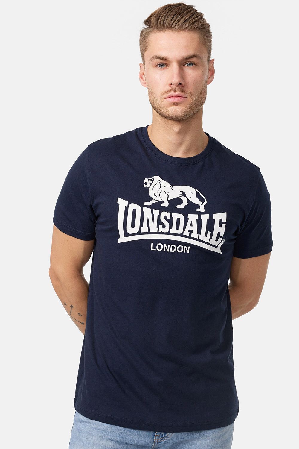 Lonsdale 113975 Loscoe Doppelpack T-Shirt Marl Weiss/Navy