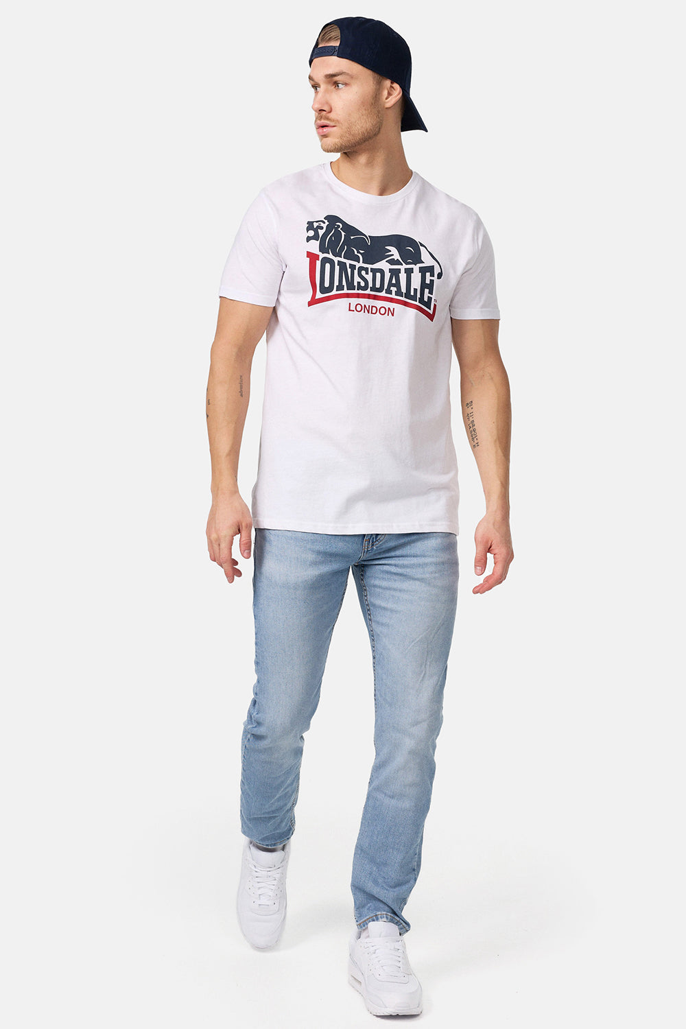 Lonsdale 113975 Loscoe Doppelpack T-Shirt Marl Weiss/Navy