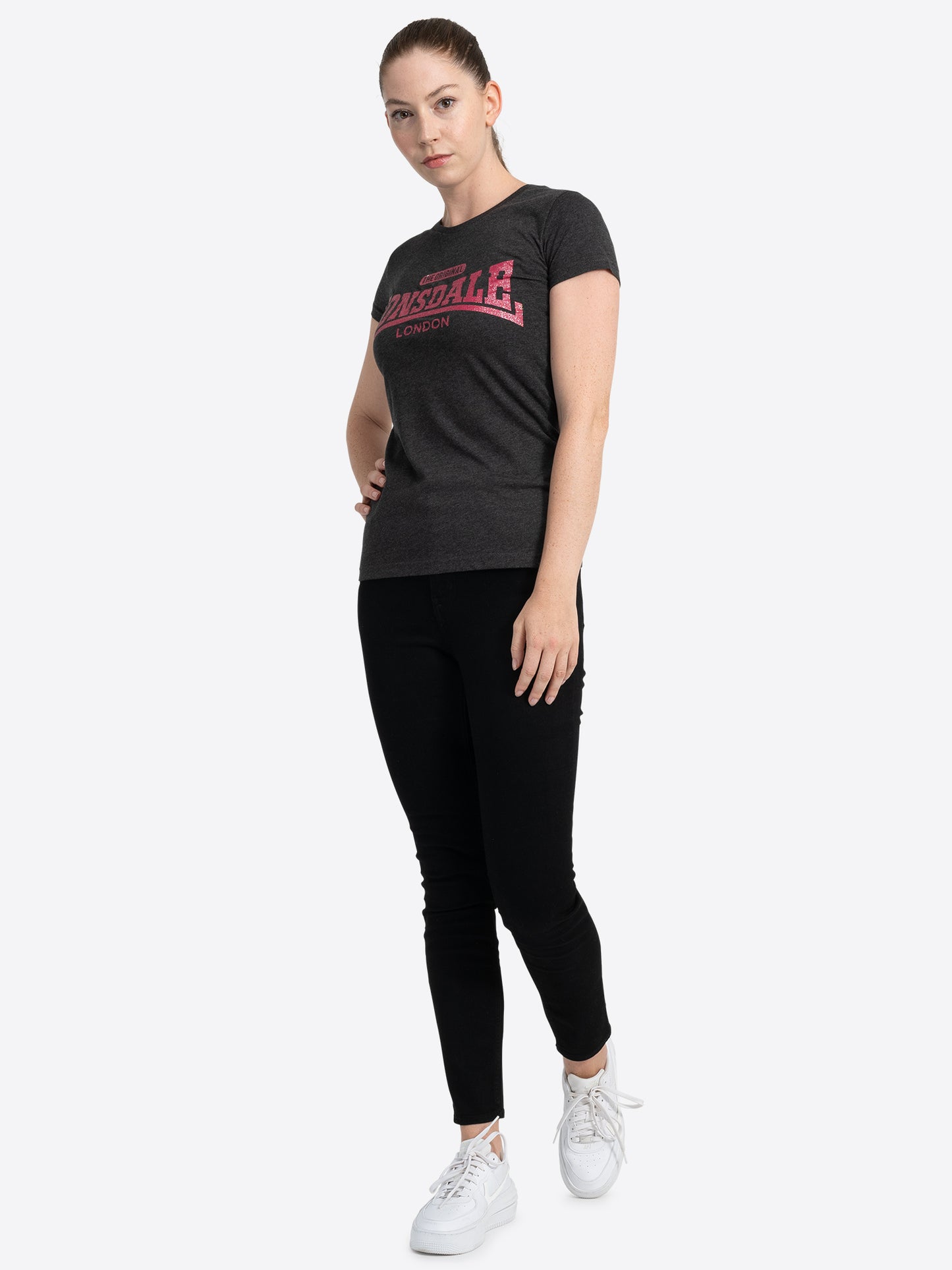 Lonsdale London 114026 Ladies Tulse T-Shirt Marl Schwarz