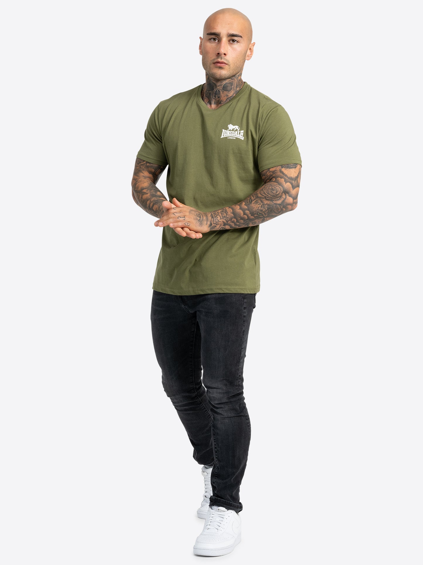 Lonsdale 114096 Blairmore Doppelpack T-Shirt Schwarz/Olive