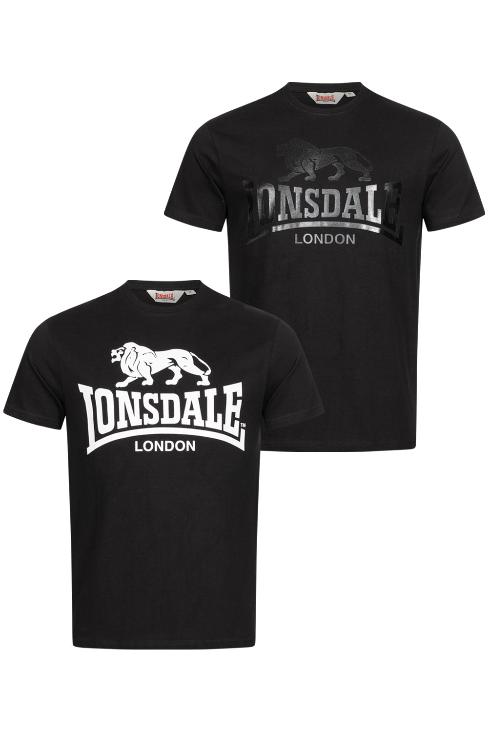 Lonsdale 114099 Kelso Doppelpack T-Shirt Schwarz/Schwarz