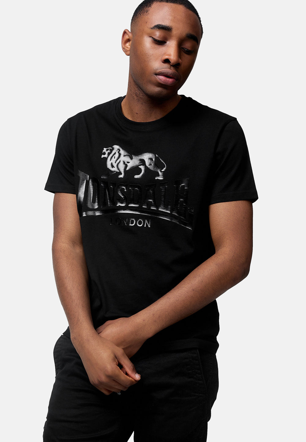 Lonsdale 114099 Kelso Doppelpack T-Shirt Schwarz/Schwarz