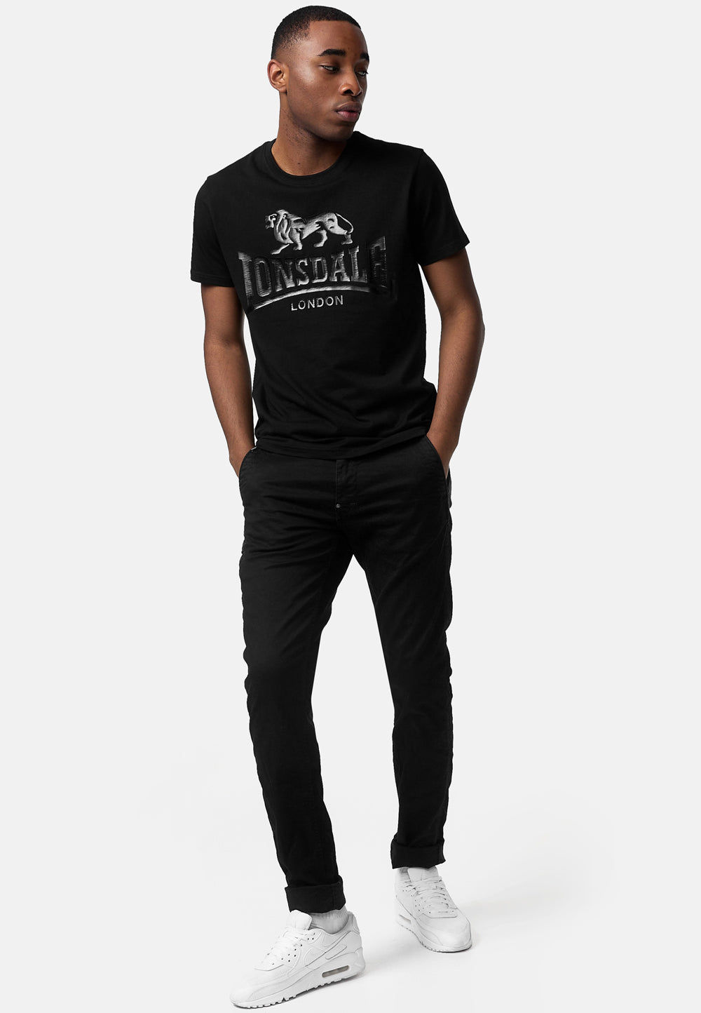 Lonsdale 114099 Kelso Doppelpack T-Shirt Schwarz/Schwarz