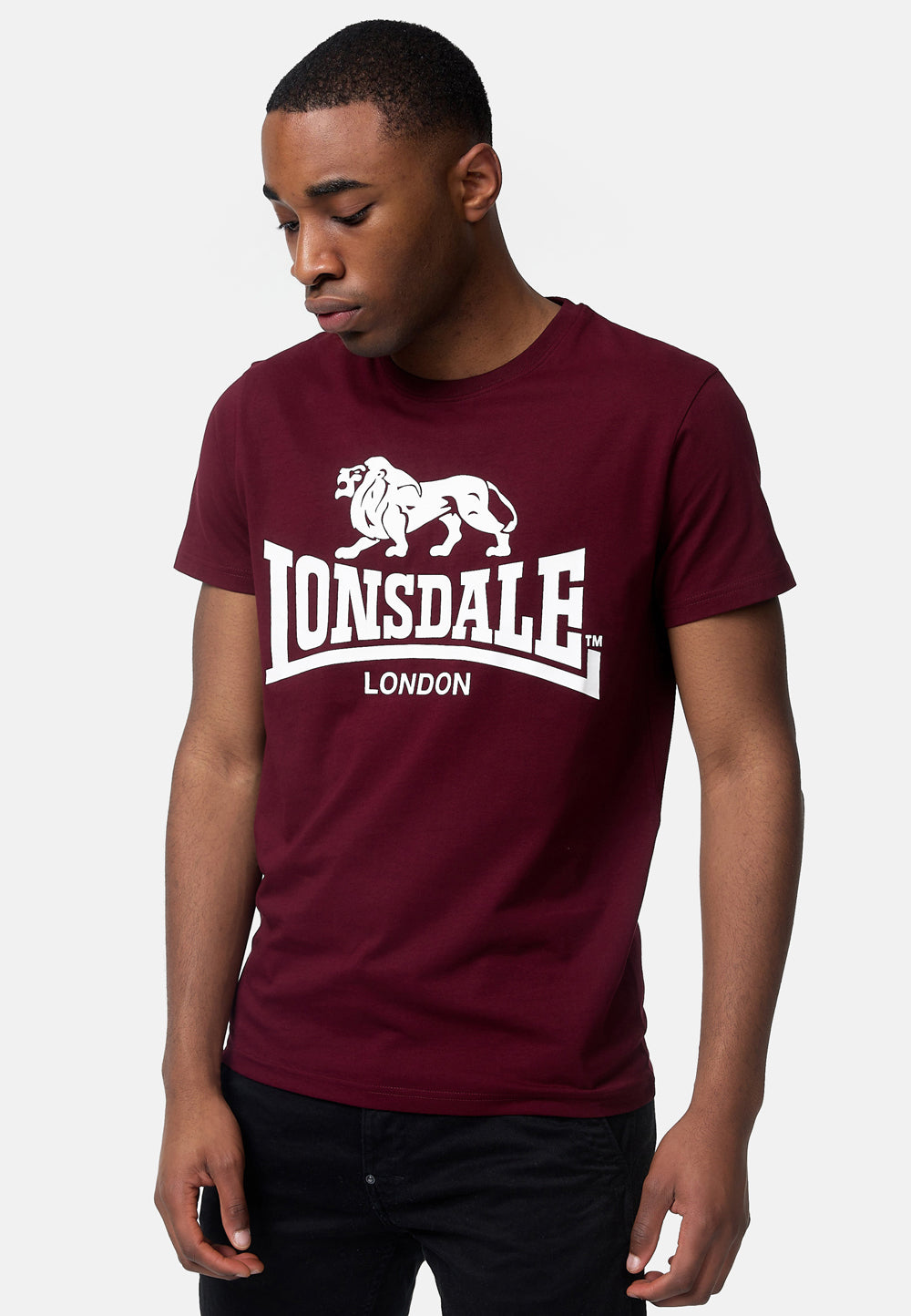 Lonsdale 114099 Kelso Doppelpack T-Shirt Marl Grey Oxblood