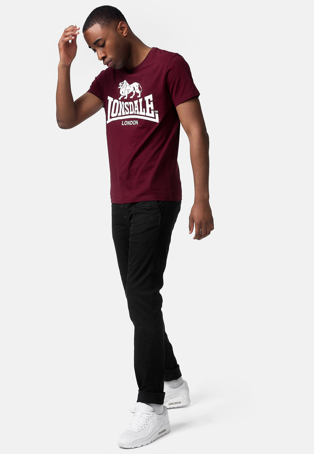 Lonsdale 114099 Kelso Doppelpack T-Shirt Marl Grey Oxblood