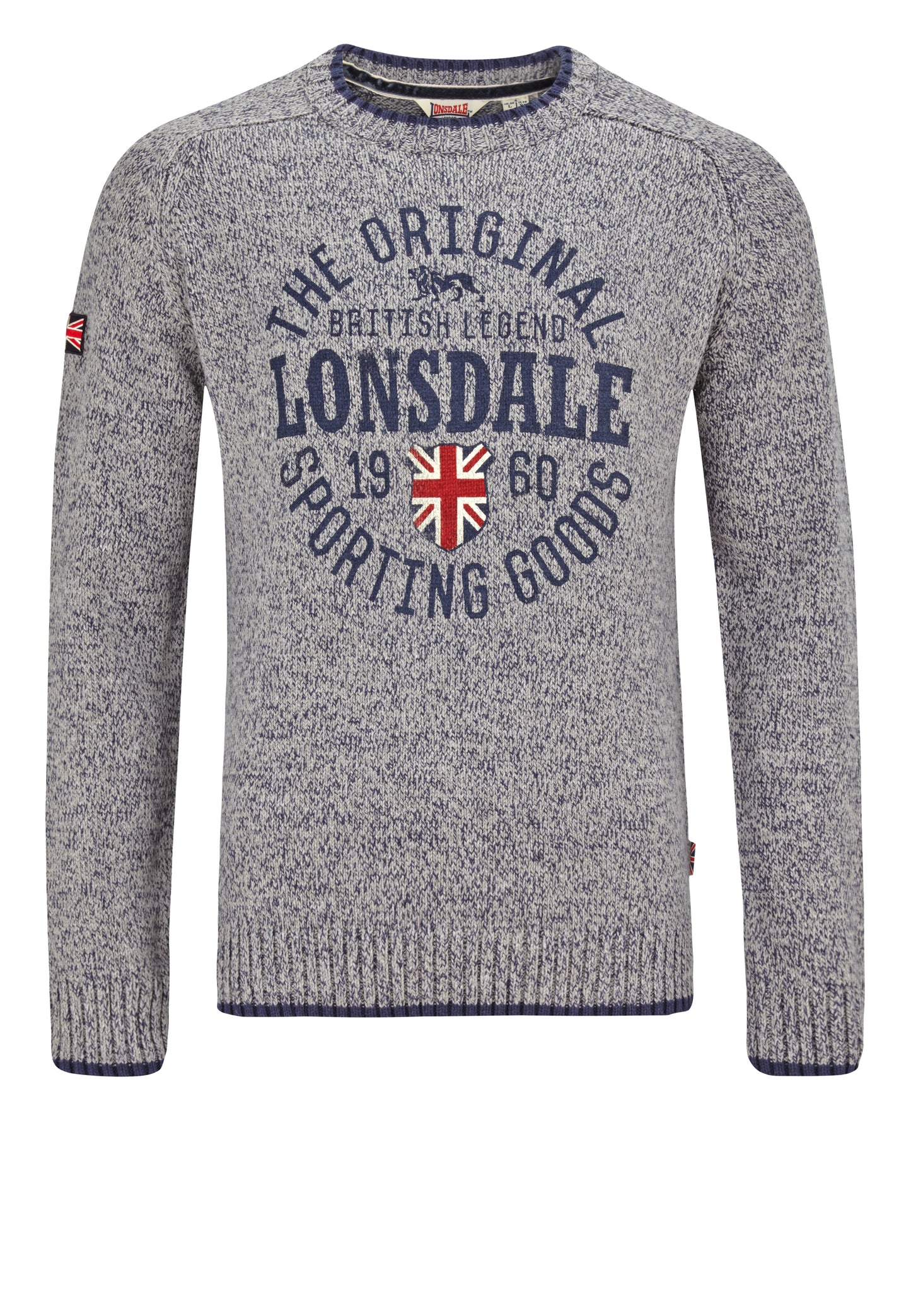 Lonsdale gestrickter Pullover in klassischem Design, mit Rundhalsausschnitt und Rippbündchen an Ärmeln und Saum – aus weichem Strickmaterial