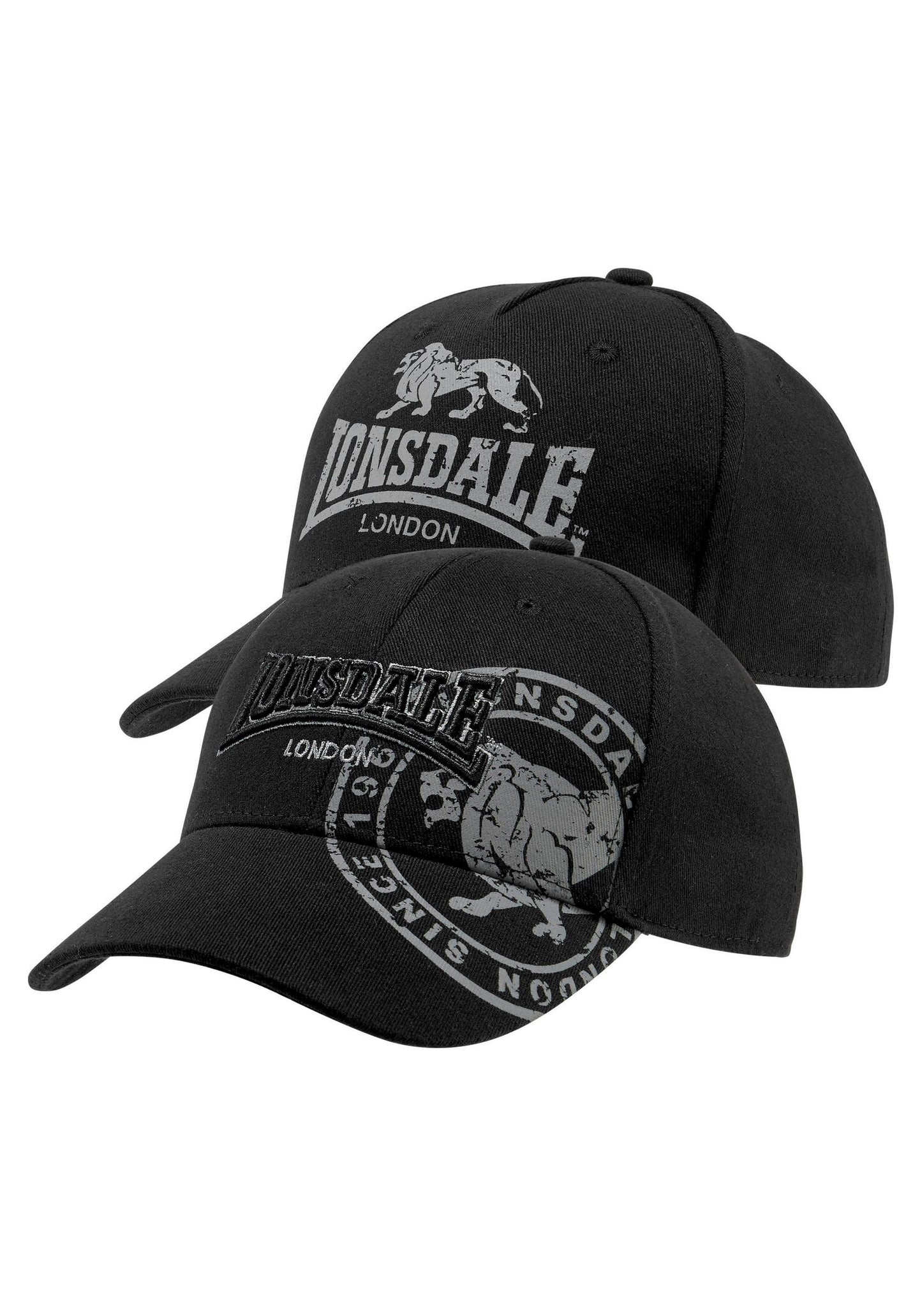 Lonsdale 114945 Leiston Doppelpack Cap Schwarz