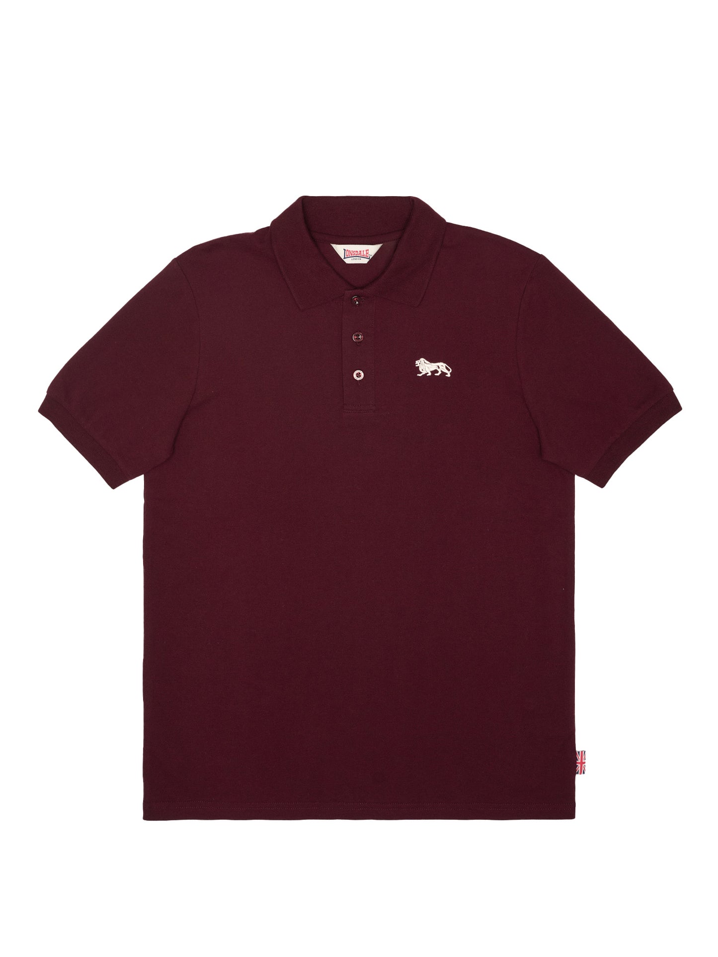 Lonsdale Poloshirt Oxblood mit gesticktem Löwen.