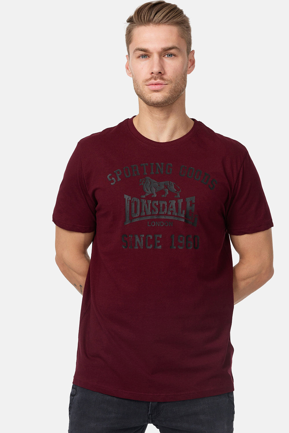 Lonsdale 115086 Torbay Doppelpack T-Shirt - Schwarz/Oxblood