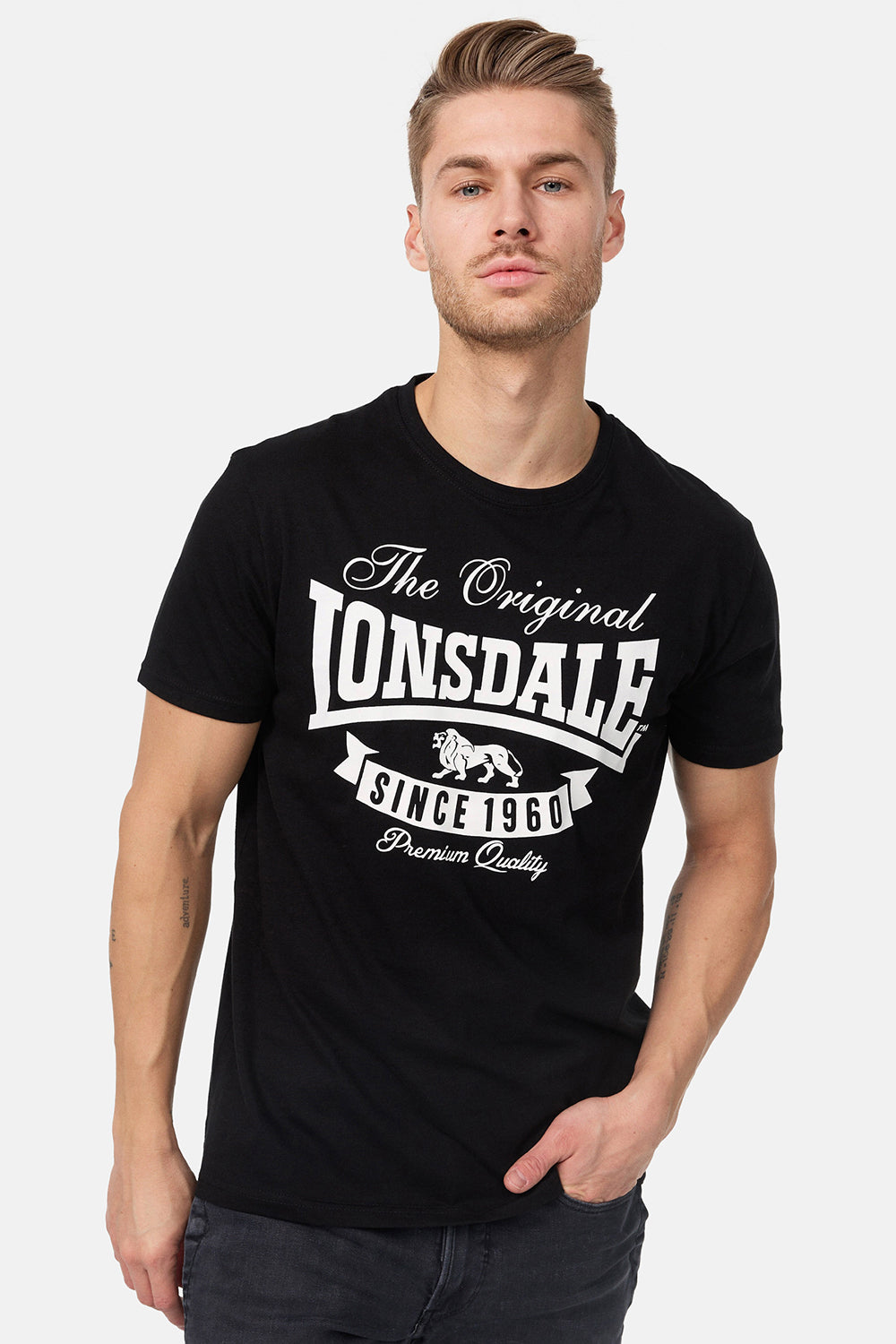 Lonsdale 115086 Torbay Doppelpack T-Shirt - Schwarz/Oxblood