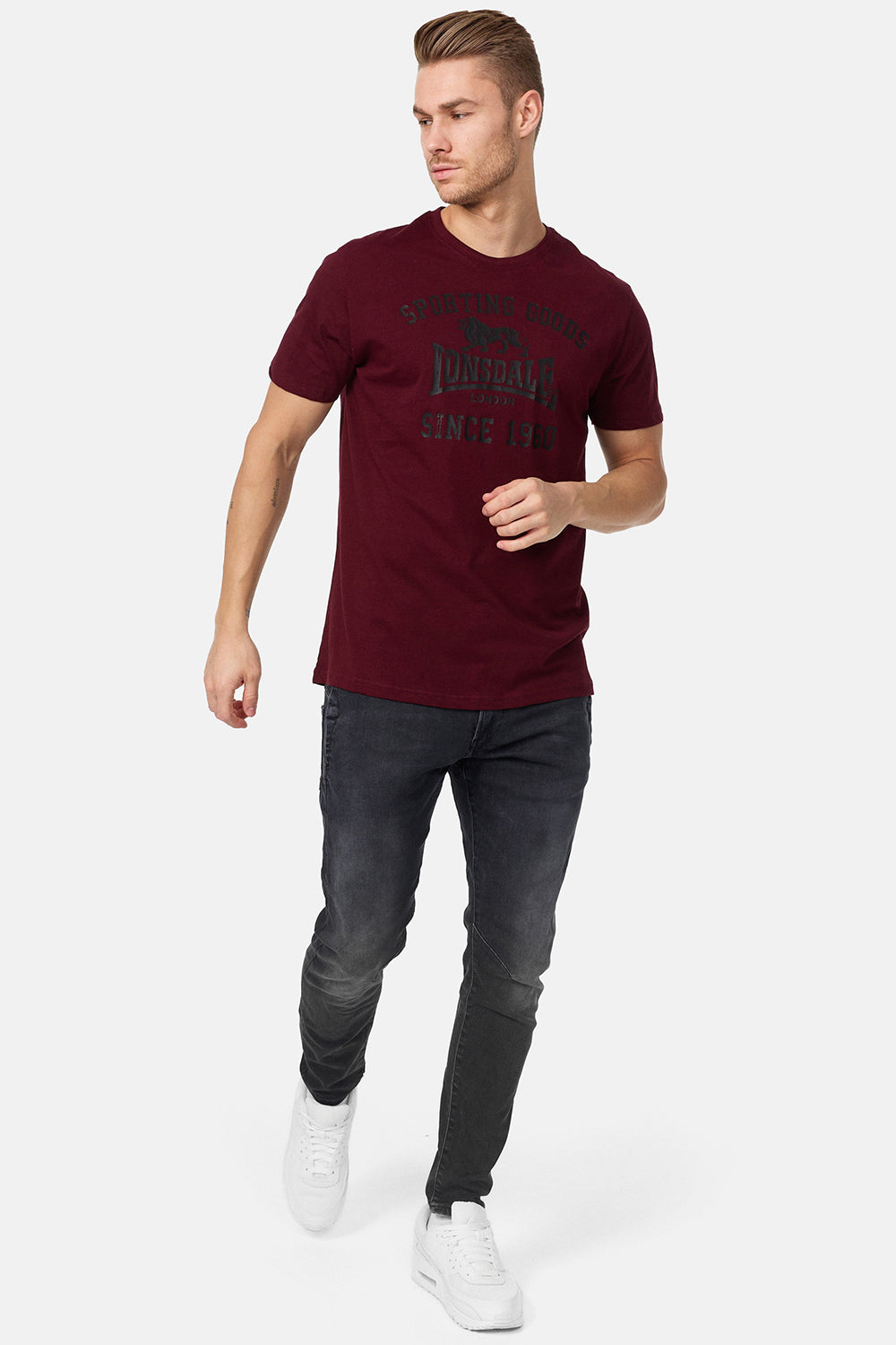Lonsdale 115086 Torbay Doppelpack T-Shirt - Schwarz/Oxblood