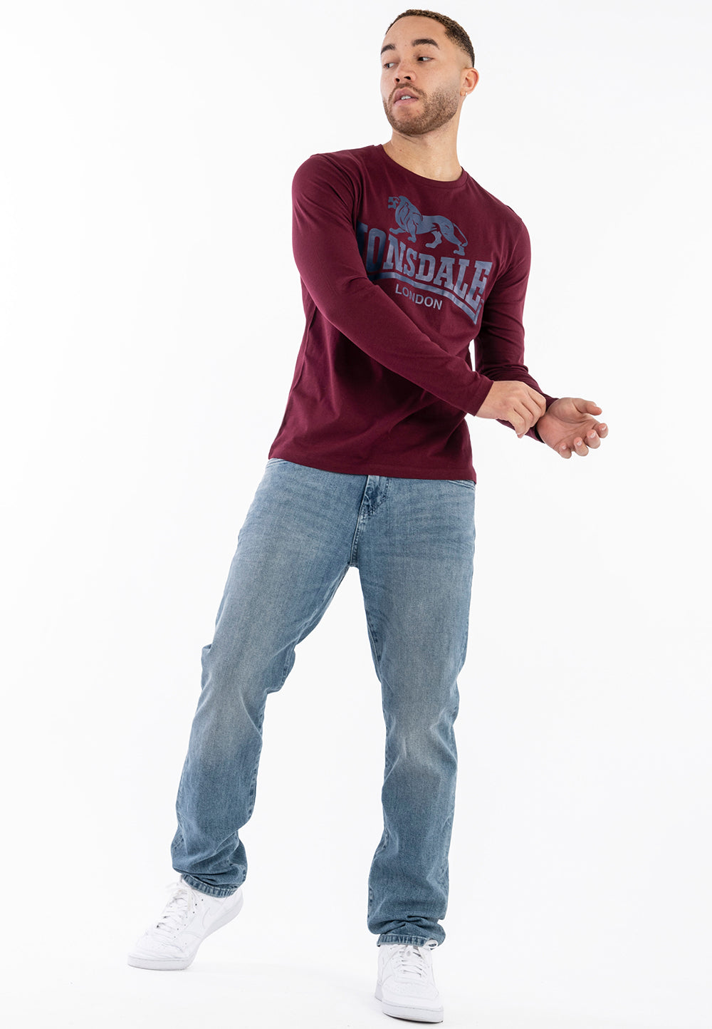 Lonsdale 115087 Ayrshire Doppelpack Langarmshirt Dark Navy/Oxblood