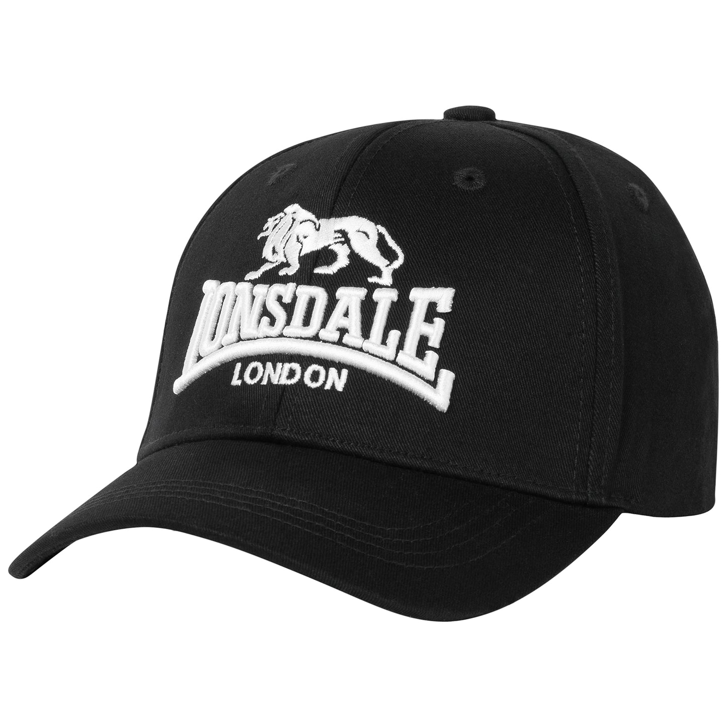 Lonsdale Doppelpack Wiltshire: Je eine schwarze und eine dunkelblaue Kappe aus 100% Baumwoll-Köper mit gesticktem Logo