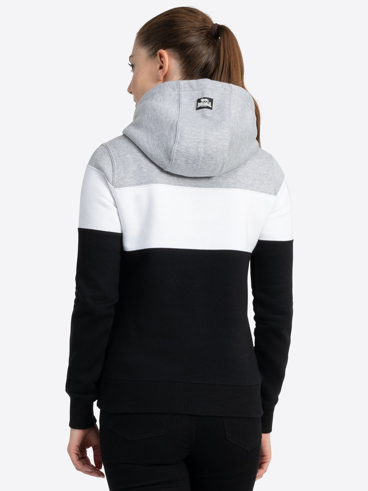 Lonsdale London 116011 Ladies Kapuzensweatshirt Schwarz/Weiss/Marl