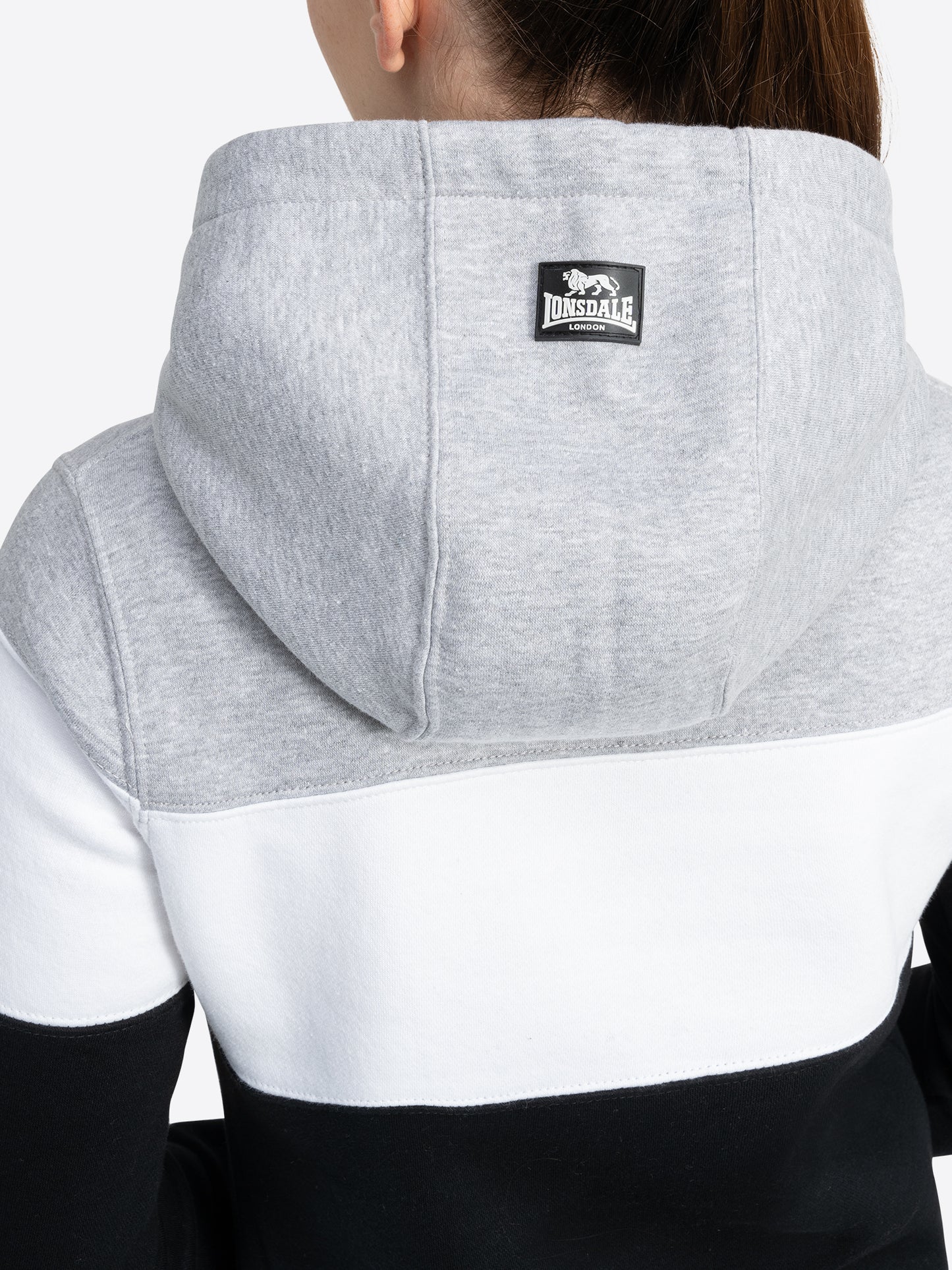 Lonsdale London 116011 Ladies Kapuzensweatshirt Schwarz/Weiss/Marl