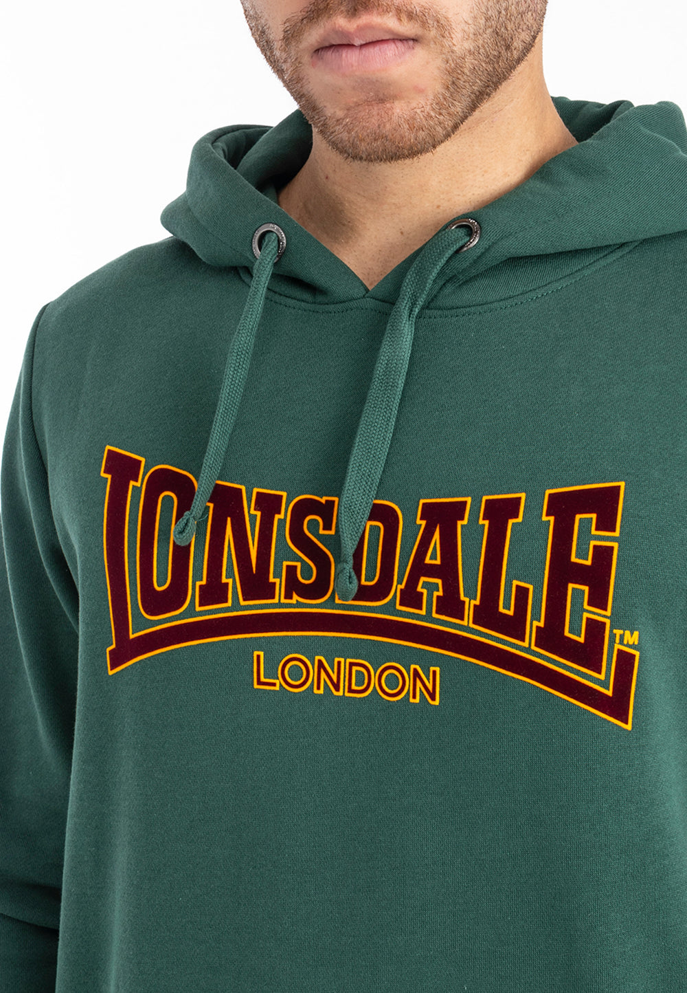 Lonsdale Kapuzensweatshirt in klassischem Design mit Frontprint, Kängurutasche und verstellbarer Kapuze – sportlich-lässig und bequem