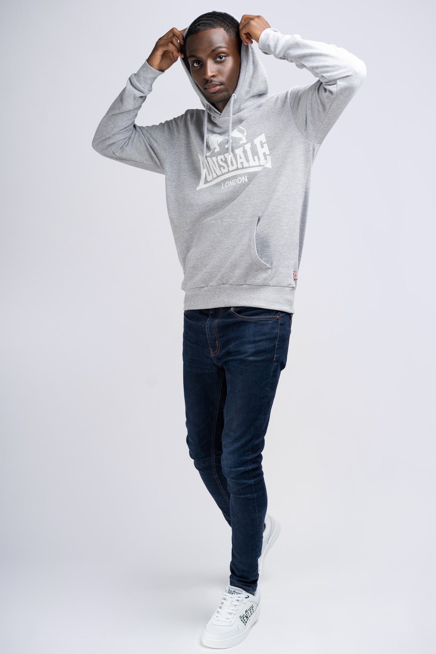 Lonsdale 117033 Fremington Hoodie Marl Grey