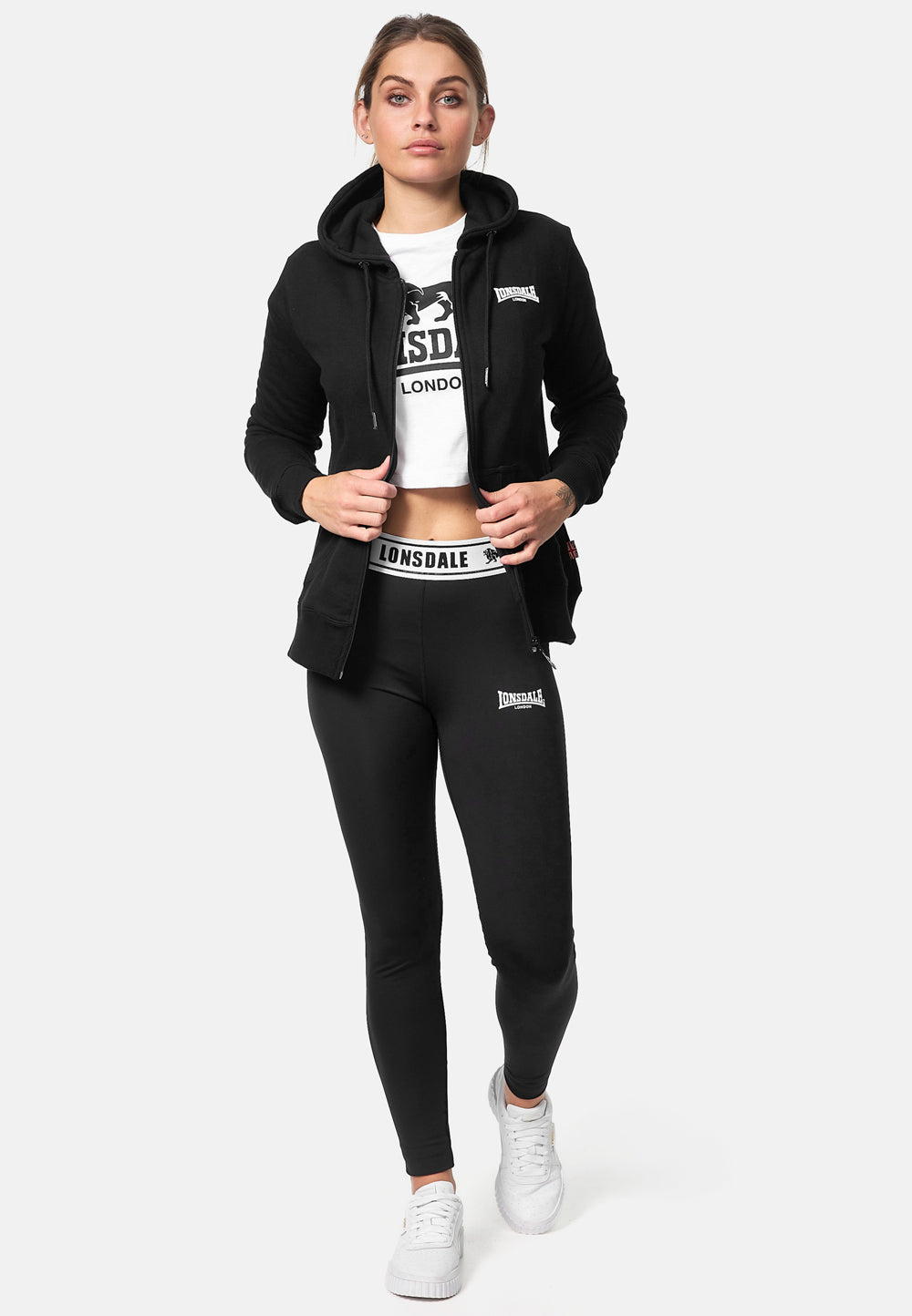 Lonsdale London 117084 Ladies Calder Vale Kapuzensweatjacke Schwarz
