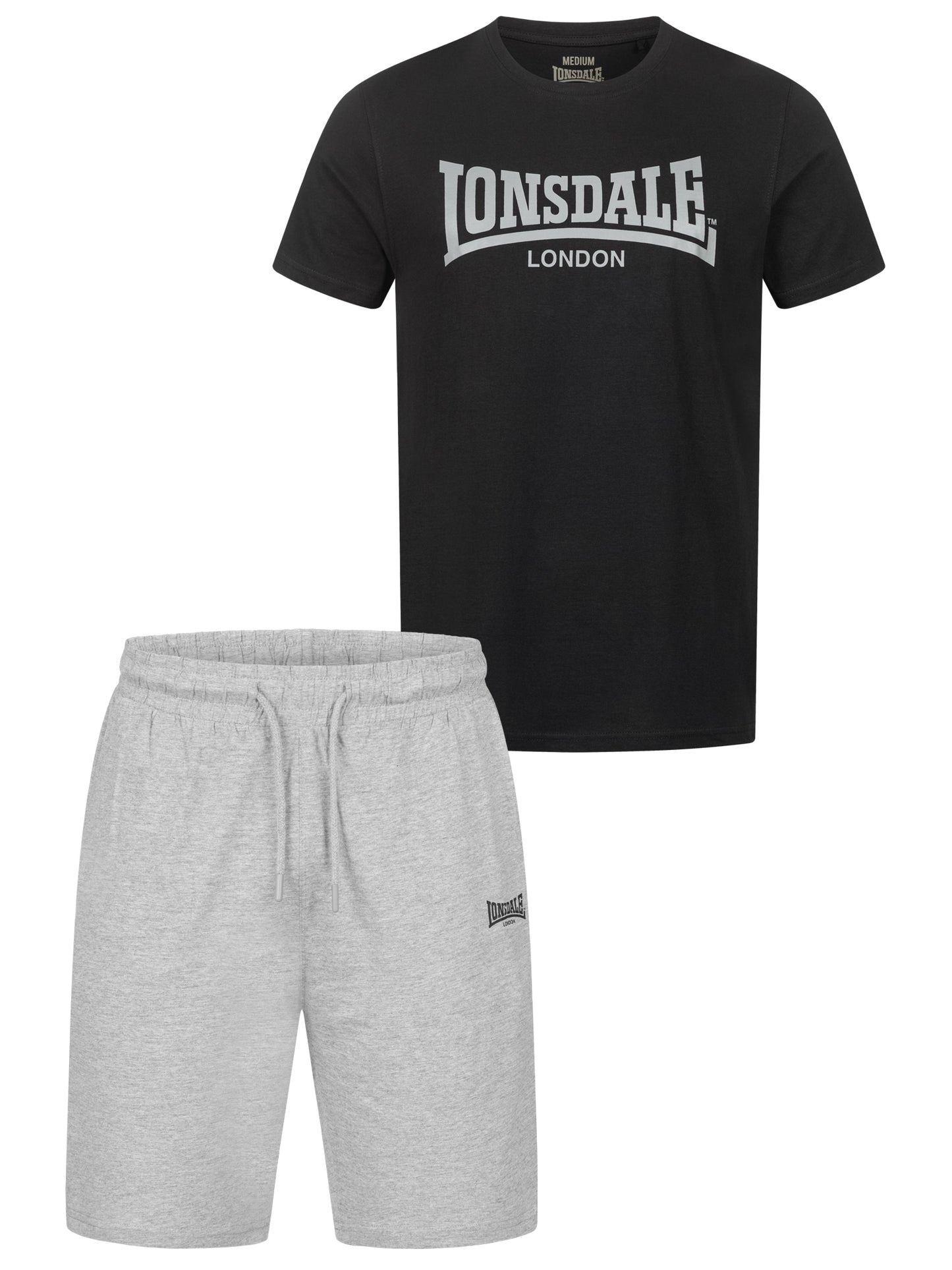 Lonsdale 117193 Moy T-Shirt/Short Set Schwarz/Marl Grey