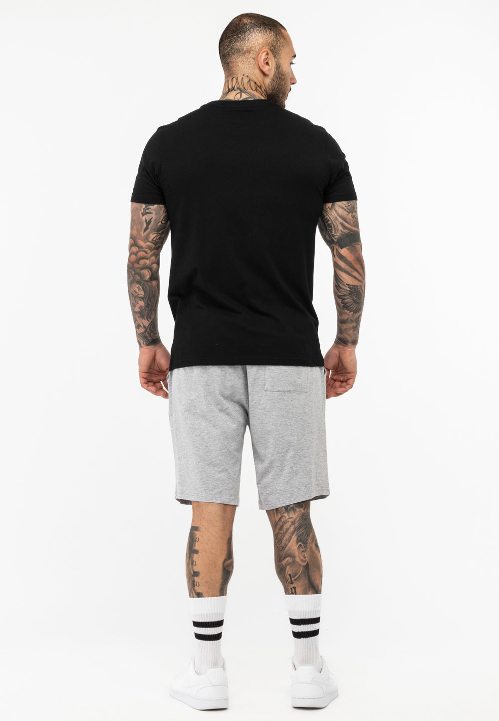 Lonsdale 117193 Moy T-Shirt/Short Set Schwarz/Marl Grey