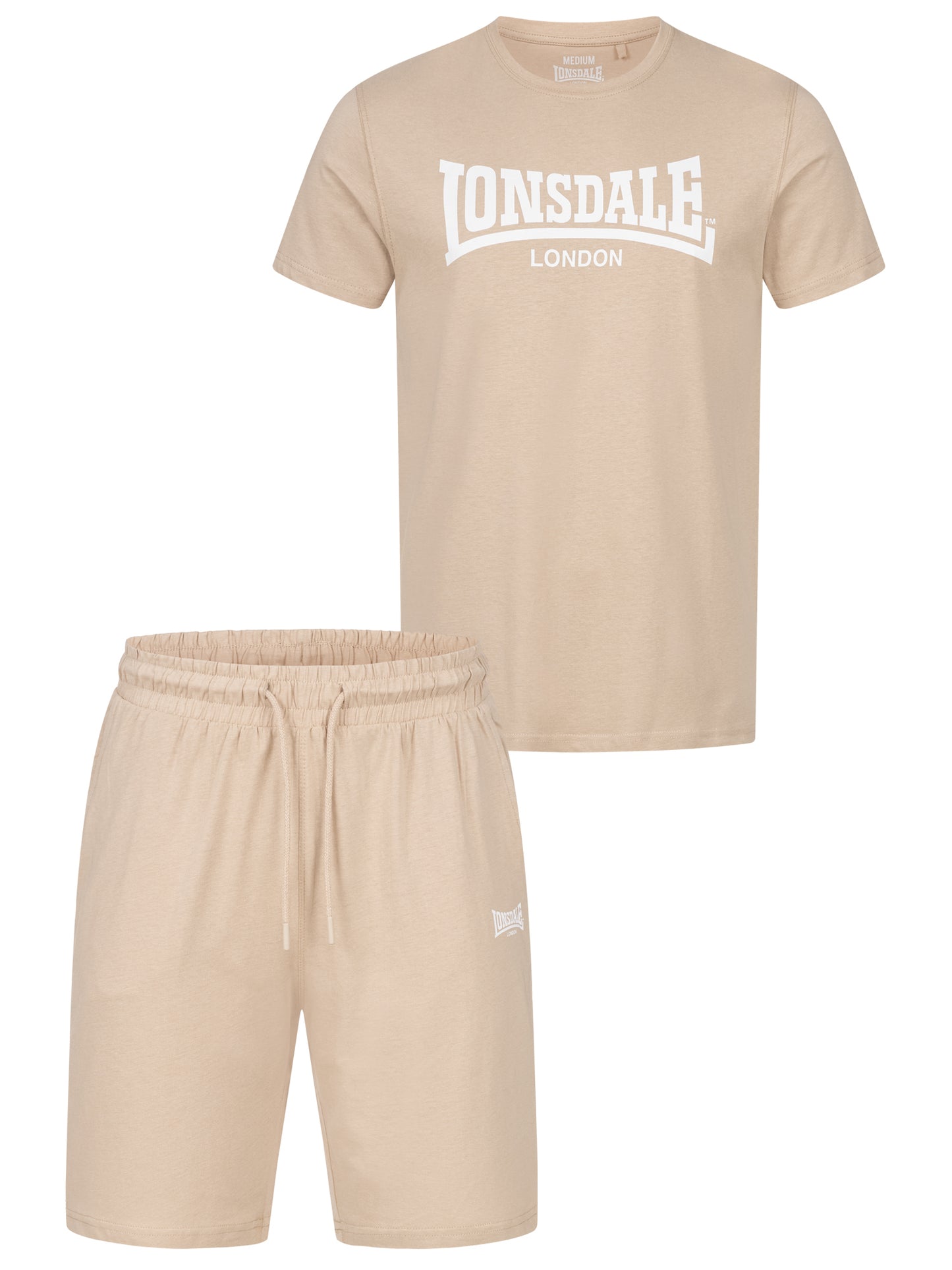 Lonsdale T-Shirt und Shorts Set in sportlichem Design, aus Baumwolle, mit Lonsdale-Logo auf Brust und Bein.