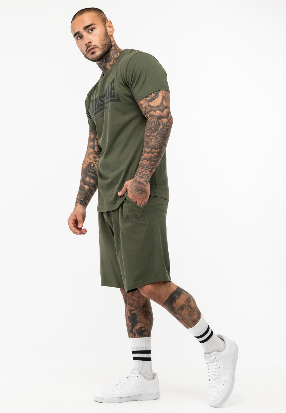 Lonsdale 117193 Moy T-Shirt/Short Set Olive