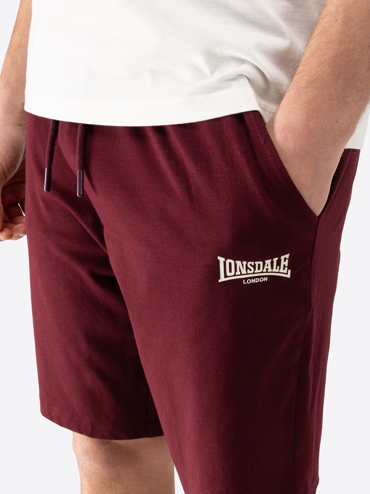 Lonsdale 117193 Moy T-Shirt/Short Set Ecru/Oxblood