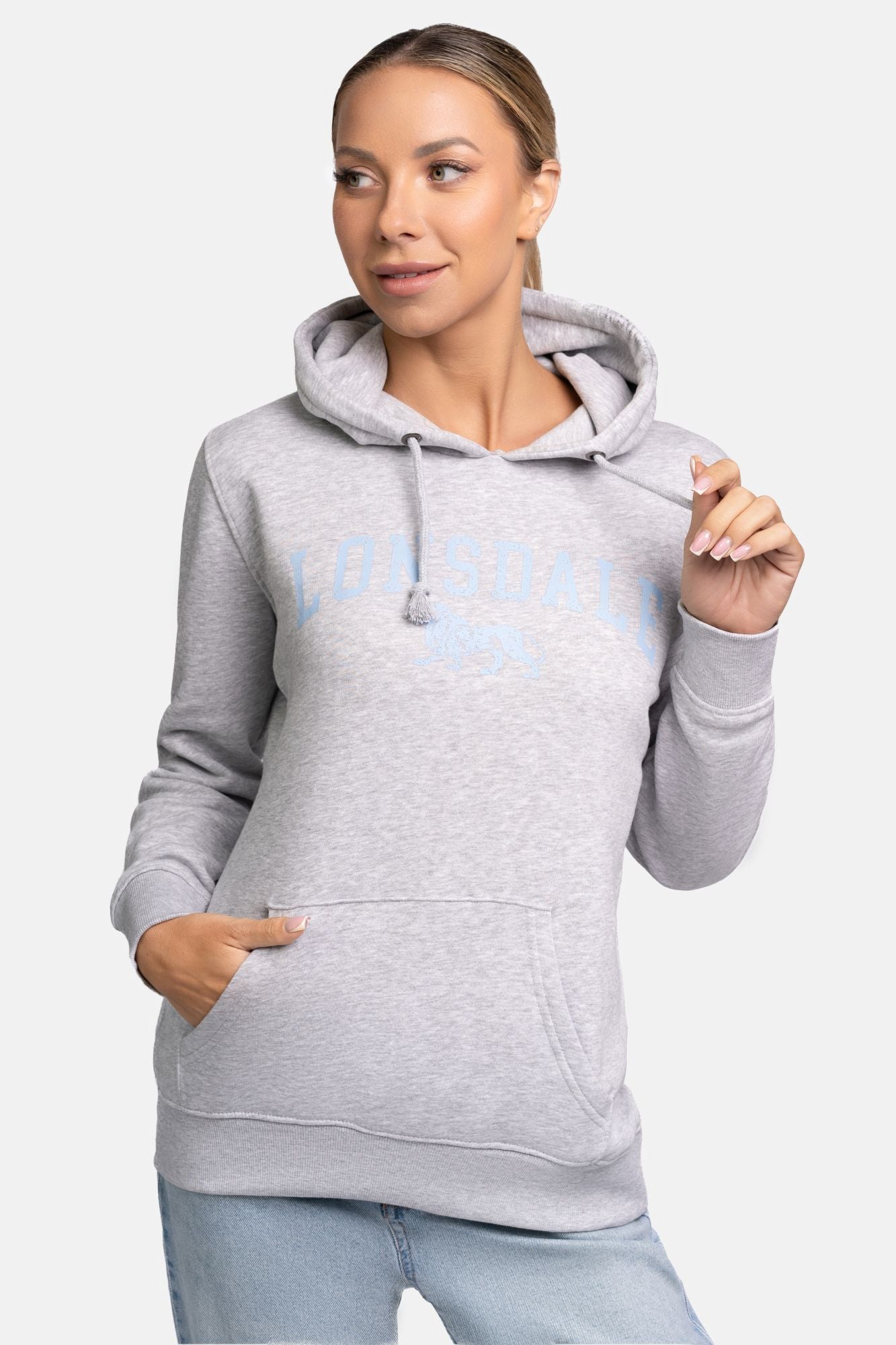 Lonsdale London 117263 Ladies Balnacoil Kapuzenpullover Marl Grey