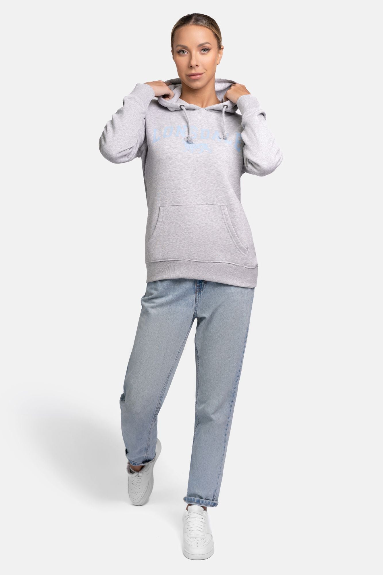 Lonsdale London 117263 Ladies Balnacoil Kapuzenpullover Marl Grey