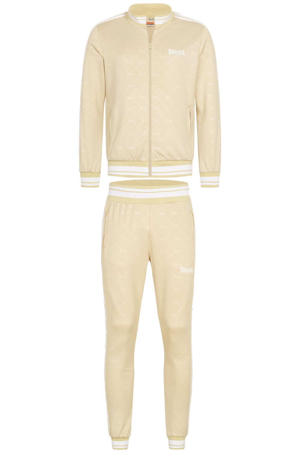 Lonsdale Jogginganzug mit auffälligem Allover-Print – zweiteiliges Set aus Jacke und Hose in sportlichem Design, ideal für Freizeit und Training