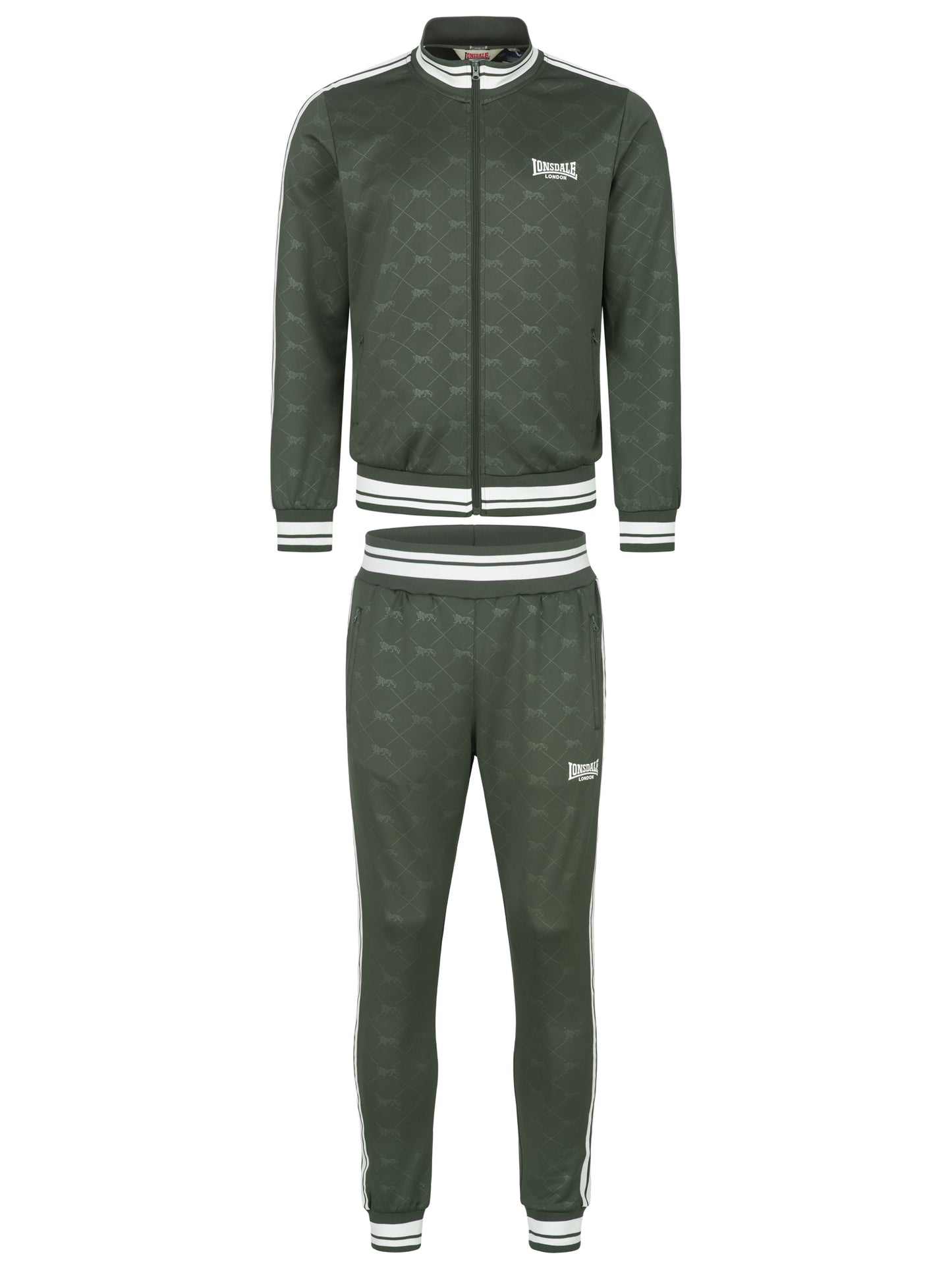 Lonsdale Jogginganzug mit auffälligem Allover-Print – zweiteiliges Set aus Jacke und Hose in sportlichem Design, ideal für Freizeit und Training