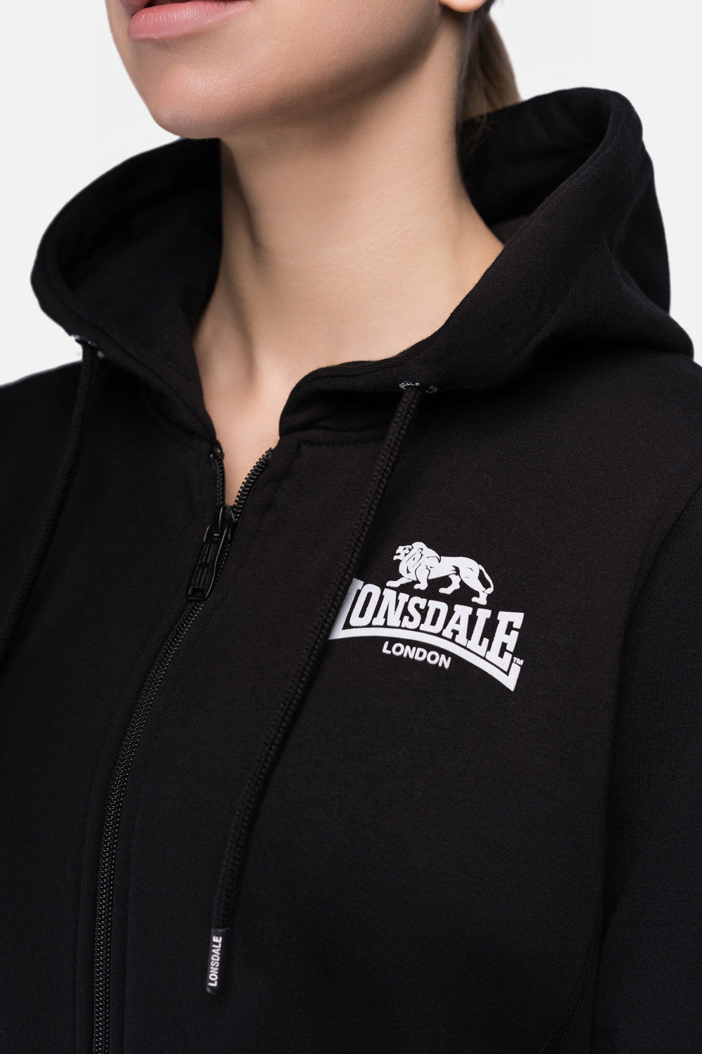 Lonsdale 117324 Ladies Windgates Kapuzensweatjacke Schwarz
