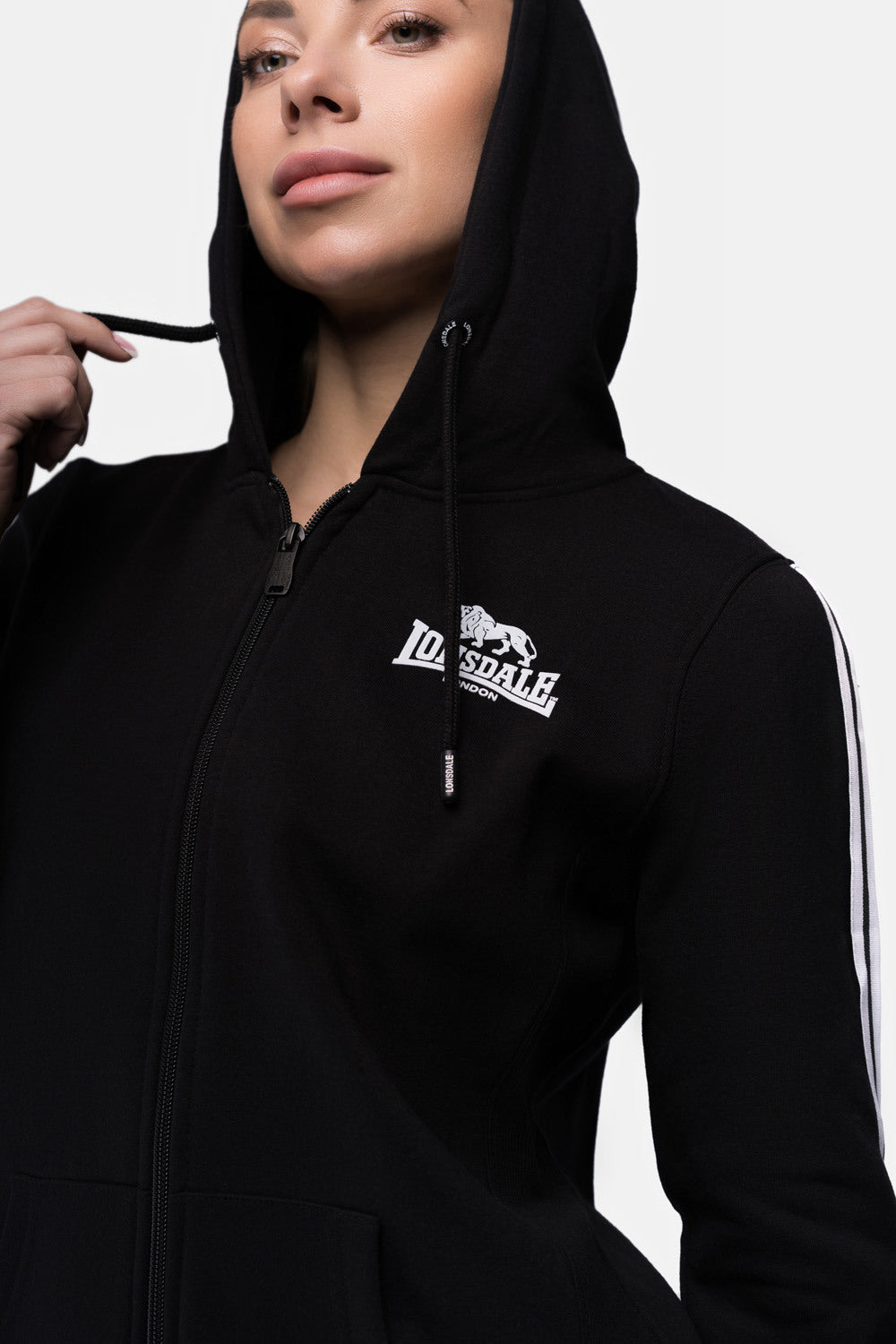 Lonsdale 117324 Ladies Windgates Kapuzensweatjacke Schwarz