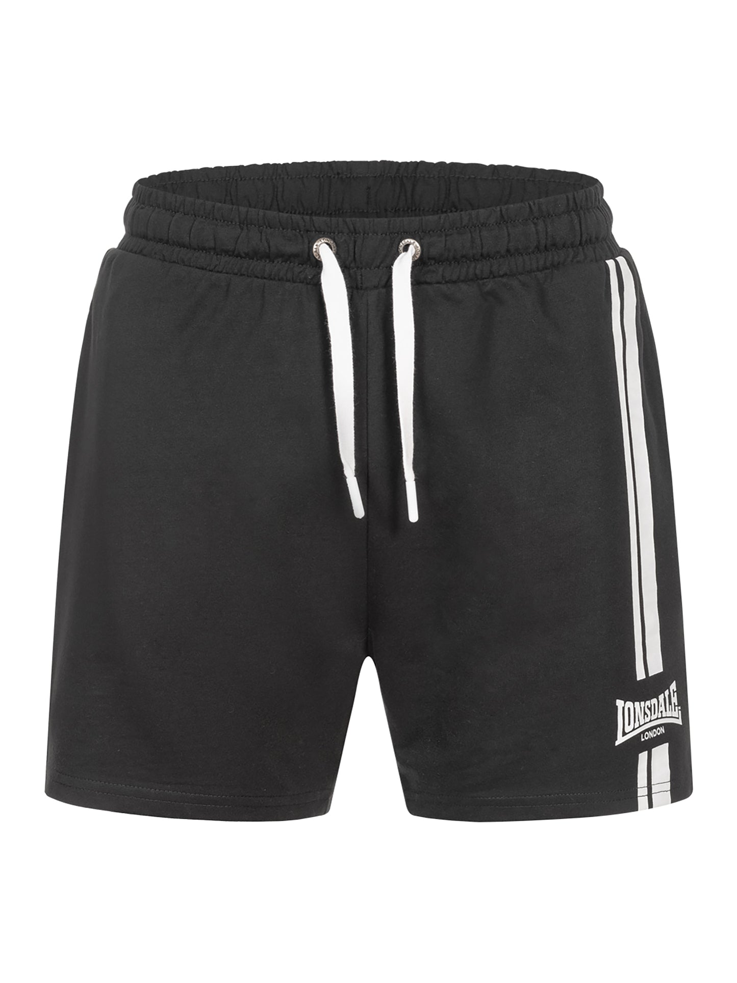 Lonsdale Herren Shorts Ardcharnich in Schwarz, normale Passform mit Logo & Streifen.