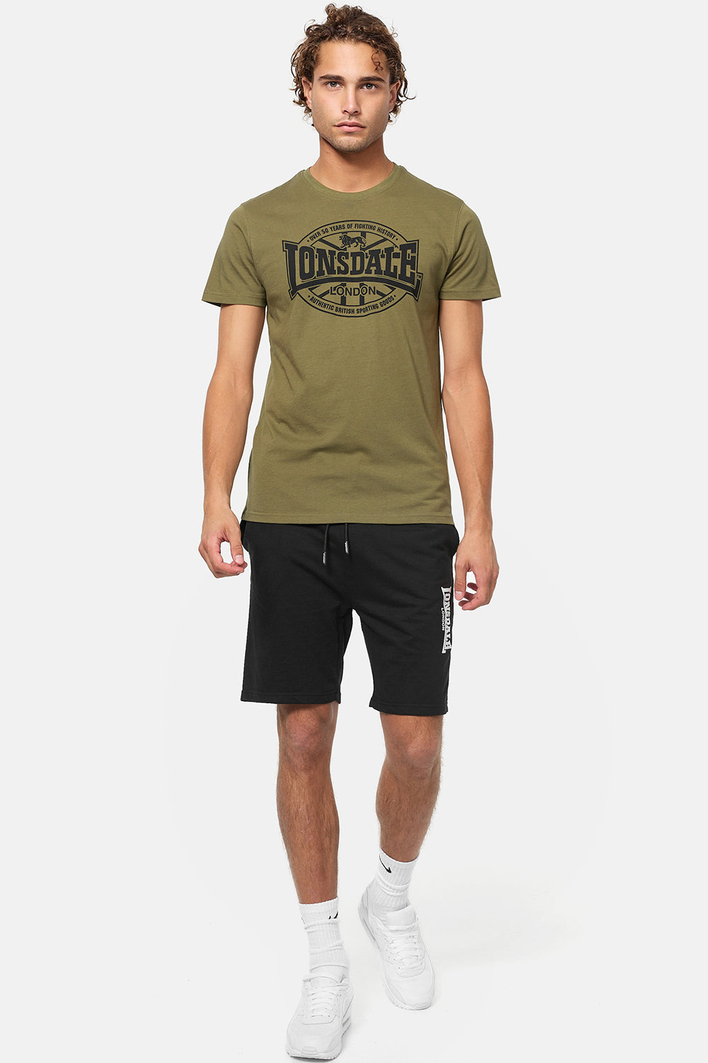 Lonsdale 117432 Morham Doppelpack T-Shirt - Schwarz/Olive