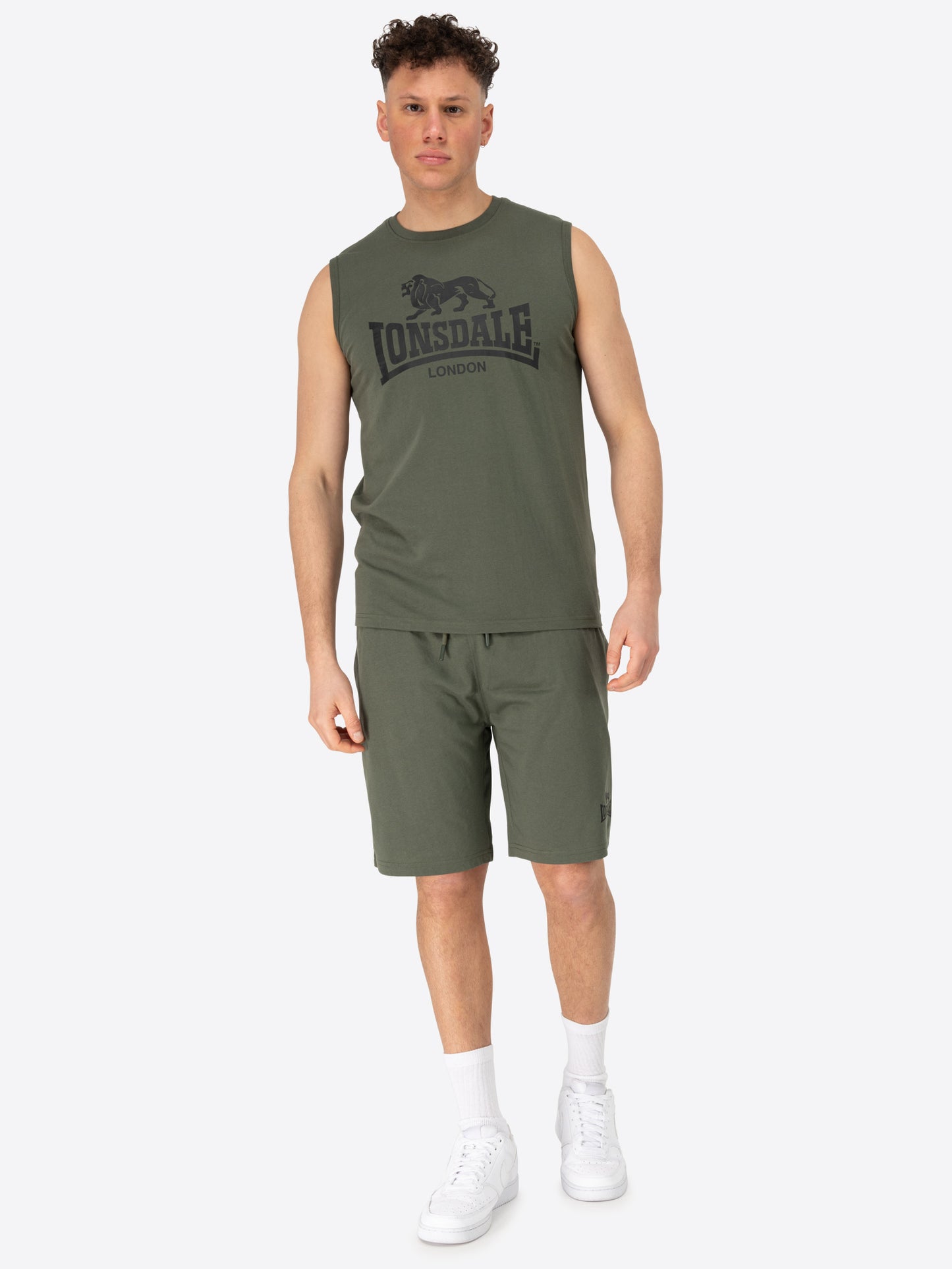 Lonsdale 117434 Allanton Kurzer Trainingsanzug Schwarz Olive