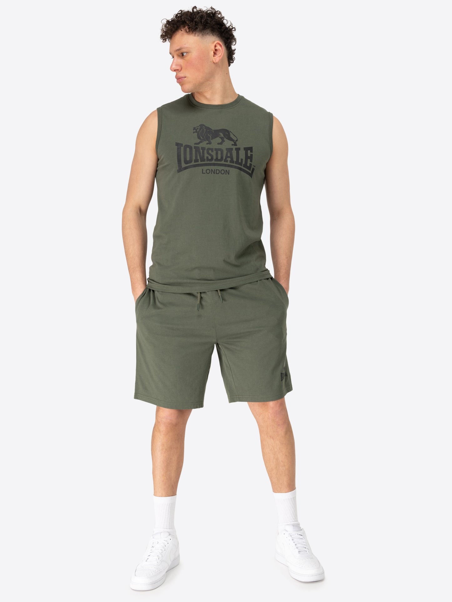 Lonsdale 117434 Allanton Kurzer Trainingsanzug Schwarz Olive